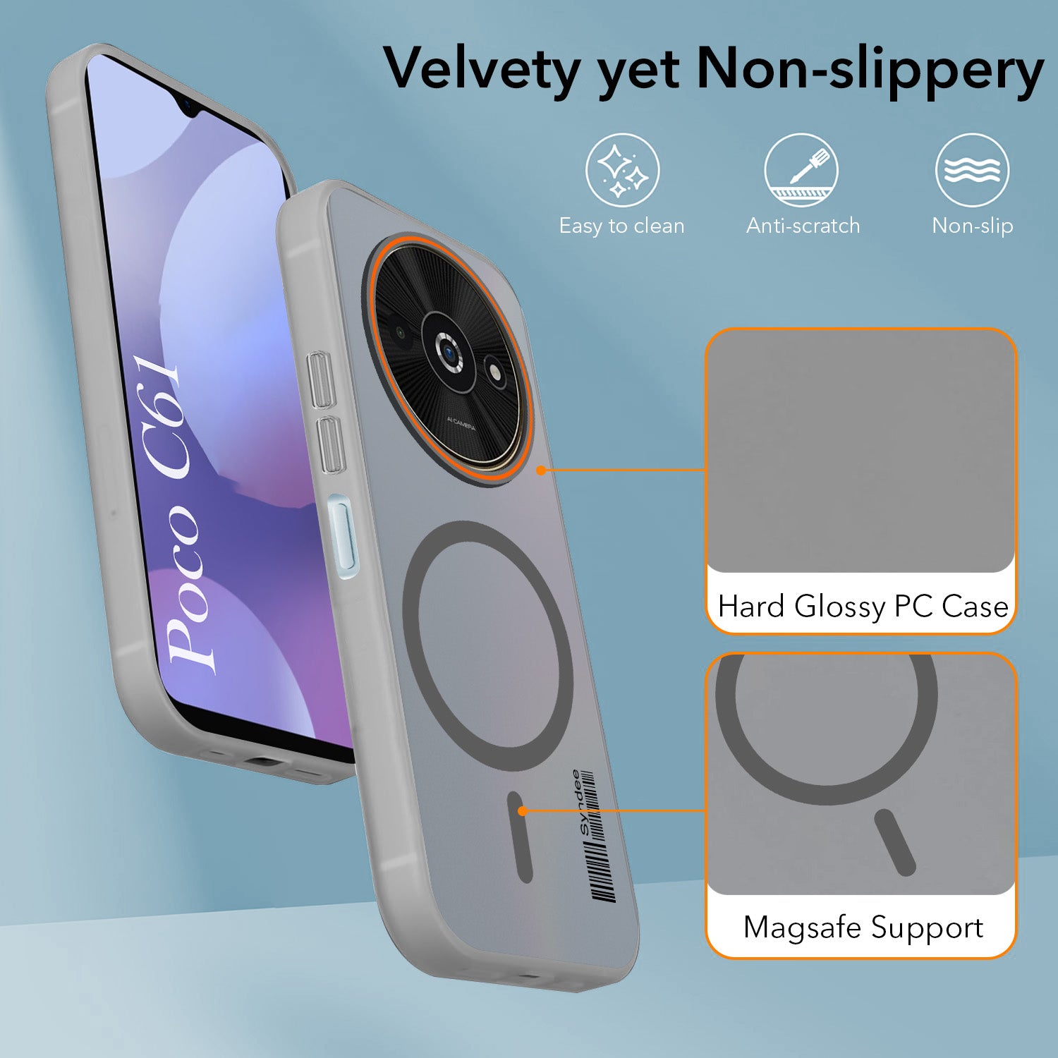 For Xiaomi Poco C61 Back Cover Case (Soft Touch | Camera Bump Protection | MagSafe Compatible | Matte Finish)