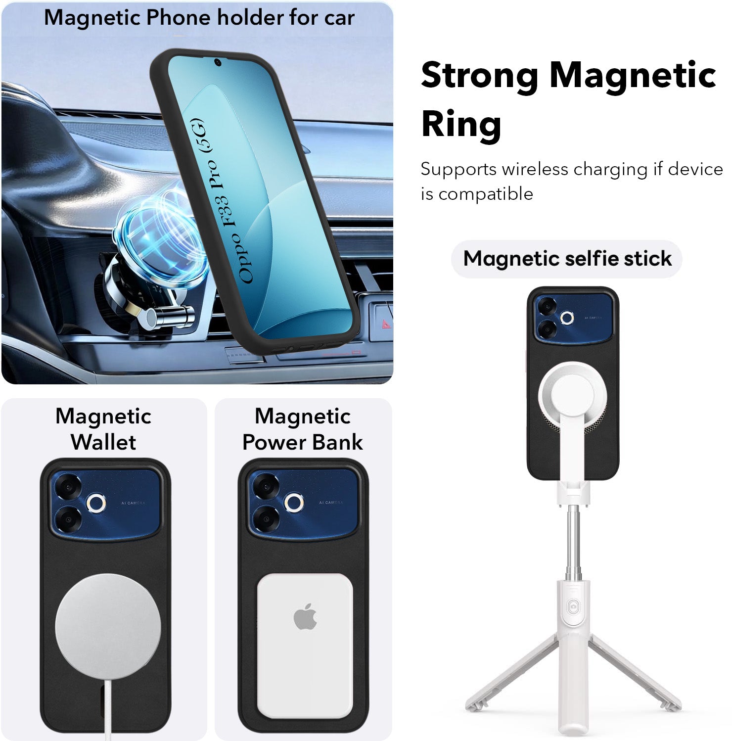 For Oppo F33 Pro 5G Back Cover Case Leather Finish (MagSafe Compatible Wireless Charging | Soft Touch | Camera Bump Protection)