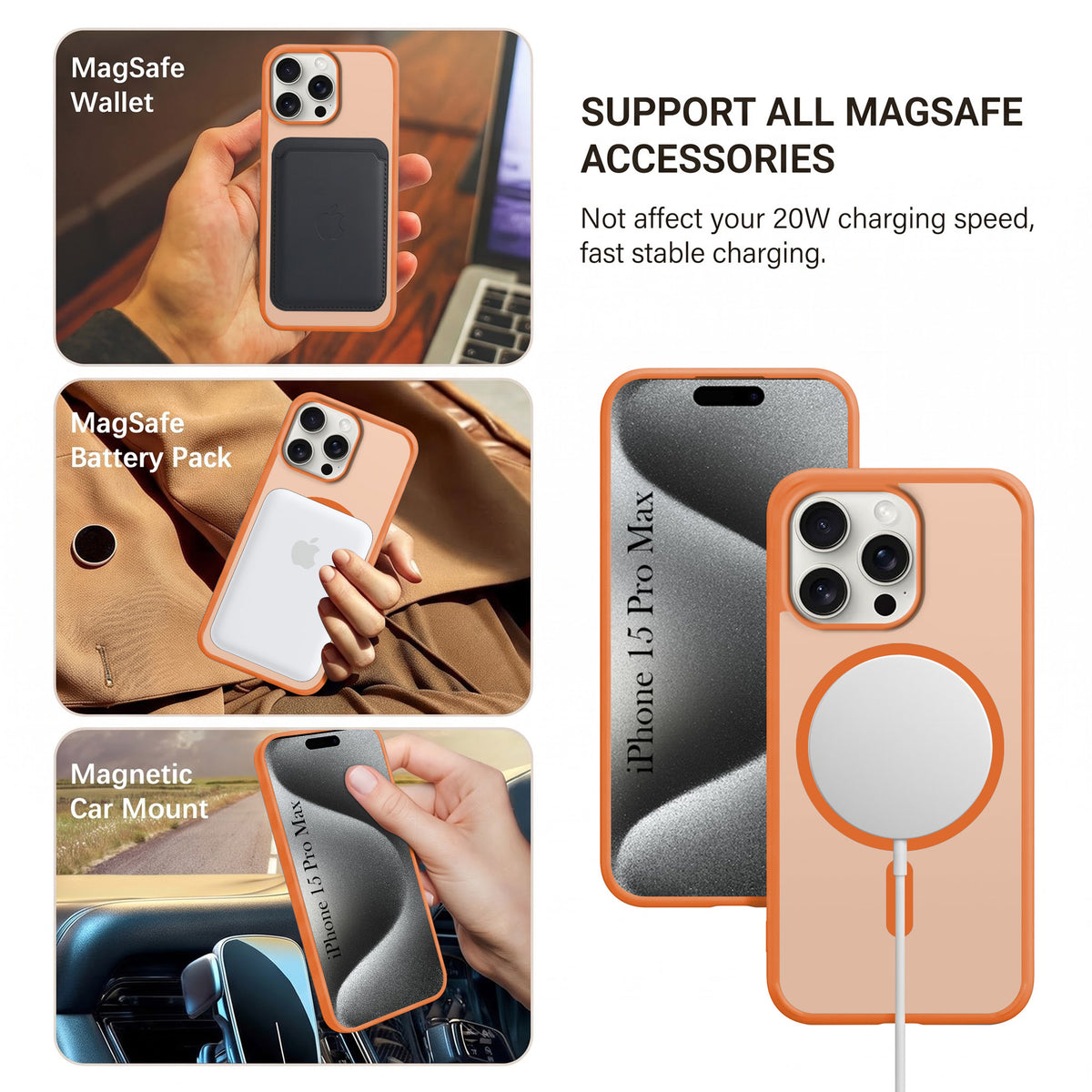 For Apple iPhone 15 Pro Max Matte Finish Back Case Cover (MagSafe Compatible | Translucent Soft Touch | Slim and Unbreakable)
