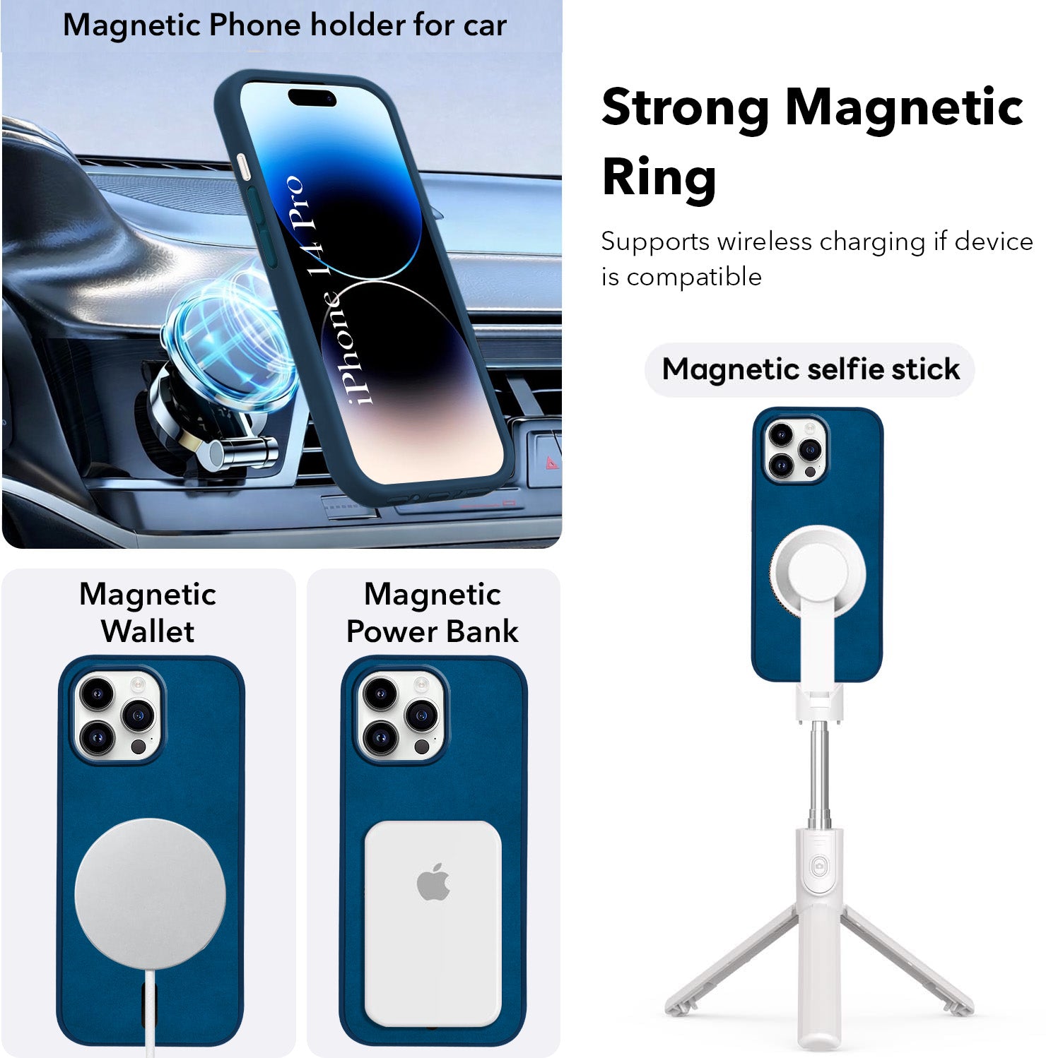 For Apple iPhone 14 Pro Back Cover Case Leather Finish (MagSafe Compatible Wireless Charging | Soft Touch | Camera Bump Protection)