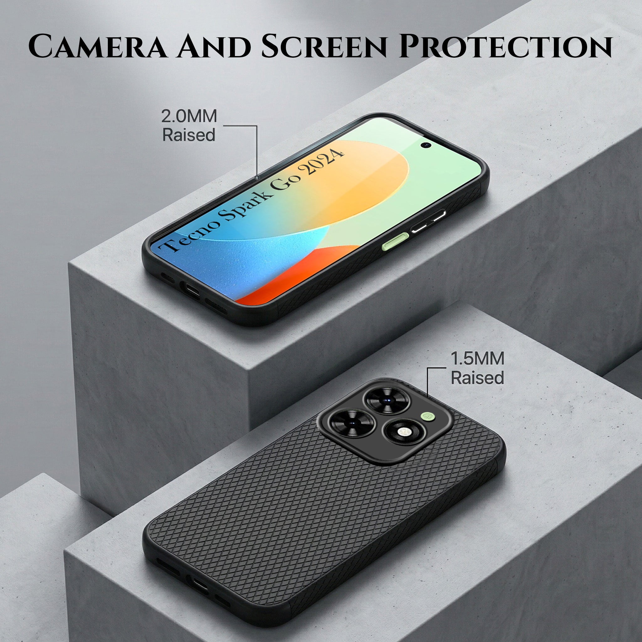 For Tecno Spark Go 2024 Combo with Back Cover and 9H Tempered Glass (Liquid Silicone | Camera Protection | Oleophobic Coating Screen Glass)