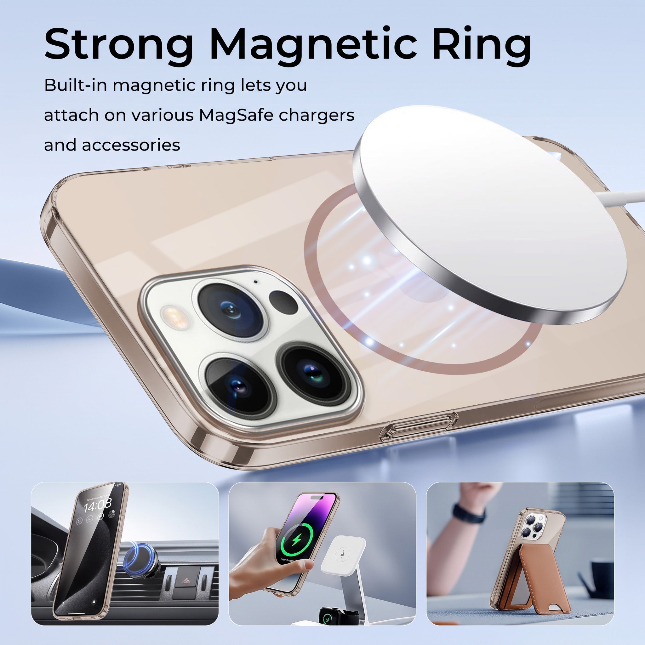 For Apple iPhone 13 Pro Back Case Cover Crystal Anti Yellow (Unbreakable PC | MagSafe Wireless Charging Support |Camera Protection Bump)