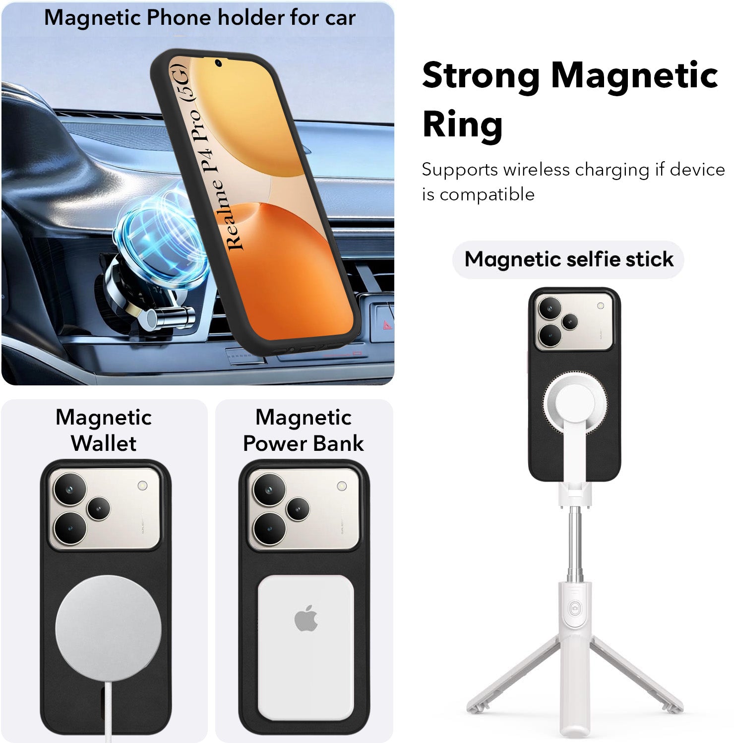 For Realme P4 Pro Back Cover Case Leather Finish (MagSafe Compatible Wireless Charging | Soft Touch | Camera Bump Protection)