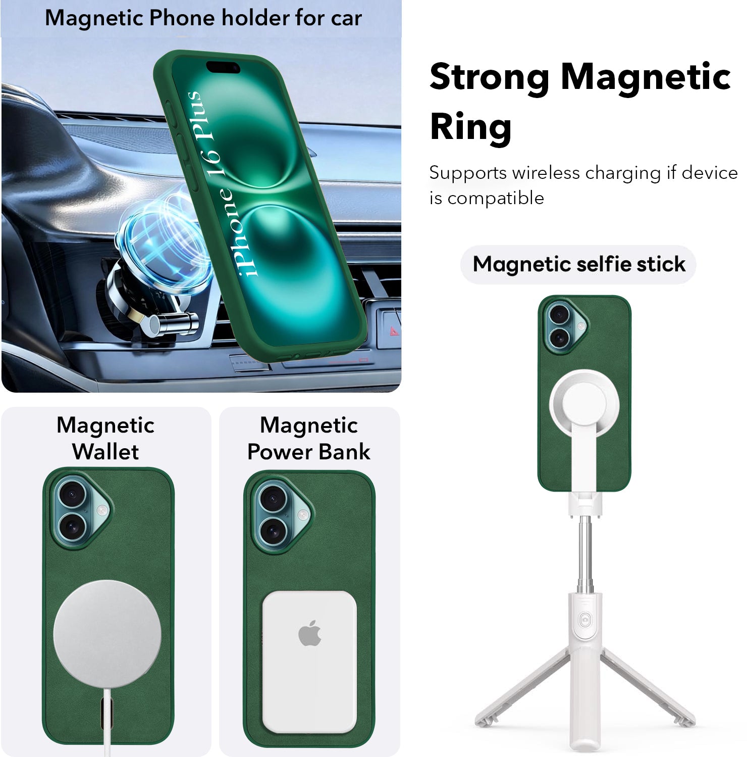 For Apple iPhone 16 Plus Back Cover Case (Sleek Leather Finish | MagSafe Compatible Wireless Charging | Camera Bump Protection)