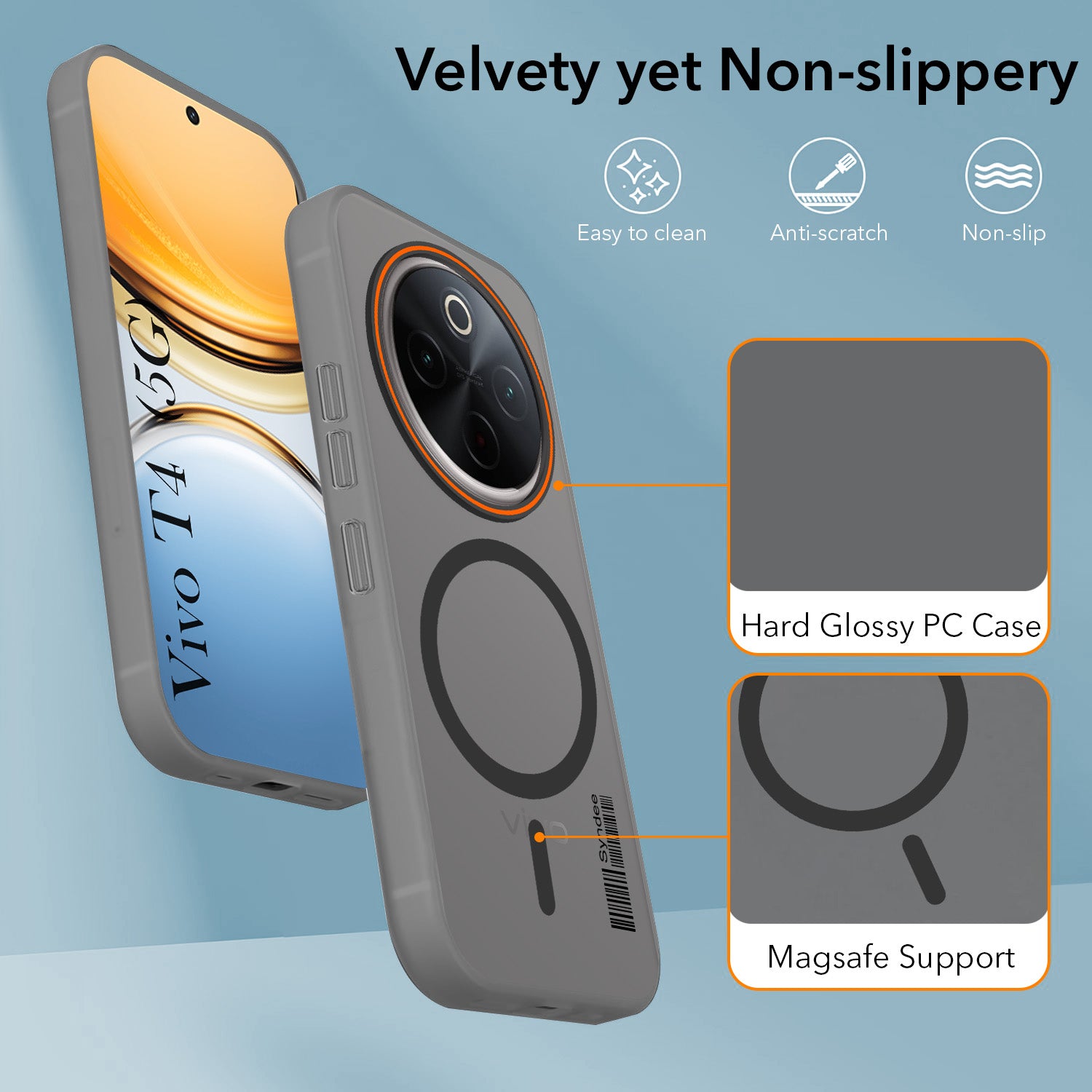 For Vivo T4 Back Cover Case (Soft Touch | Camera Bump Protection | MagSafe Compatible | Matte Finish)