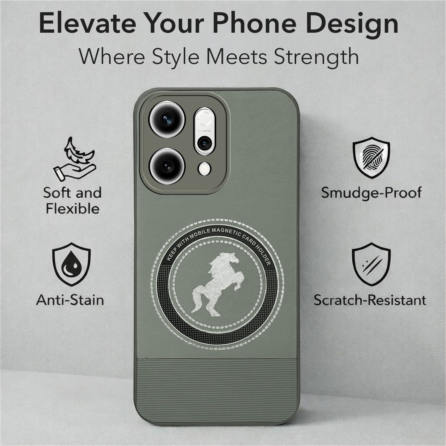 For Oppo Reno14 5G | Oppo Reno 14 5G Back Cover Case PU Leather Finish  (Professional Minimalist Texture | MagSafe Compatile | Camera Protection | Sleek Sober Formal)