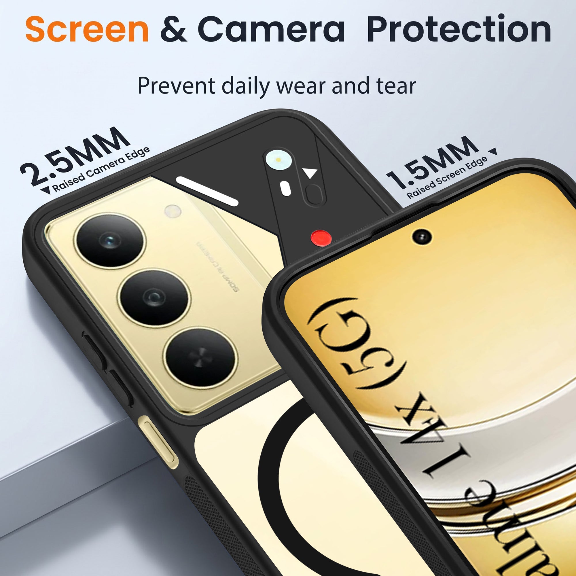 For Realme 14X Back Cover Case Lifetime Anti-Yellow Clear (Camera Protection | Side Grip | Wireless MagSafe Compatible)