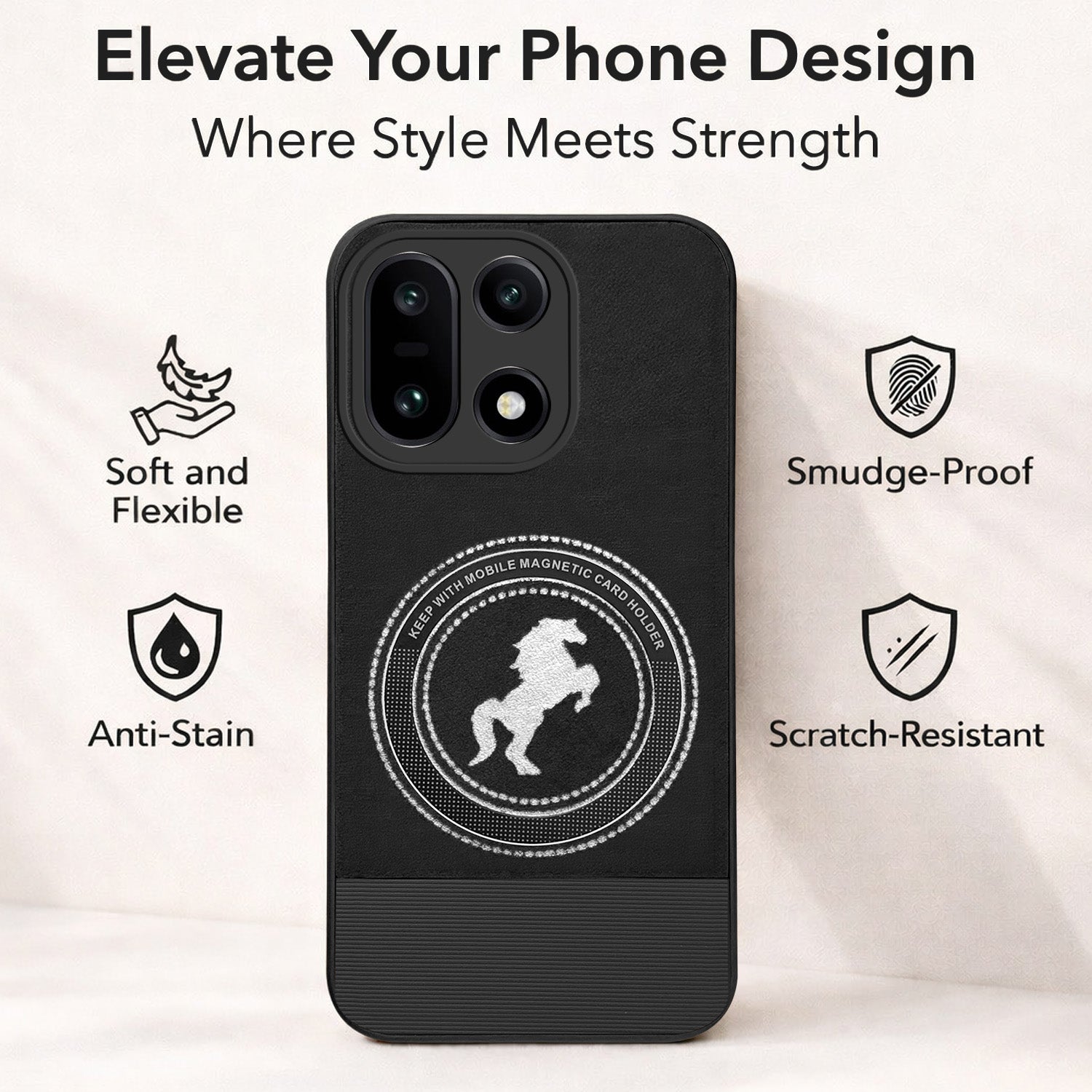 For OnePlus 15 5G Back Cover Case PU Leather Finish (Professional Minimalist Texture | MagSafe Compatile | Camera Protection | Sleek Sober Formal)