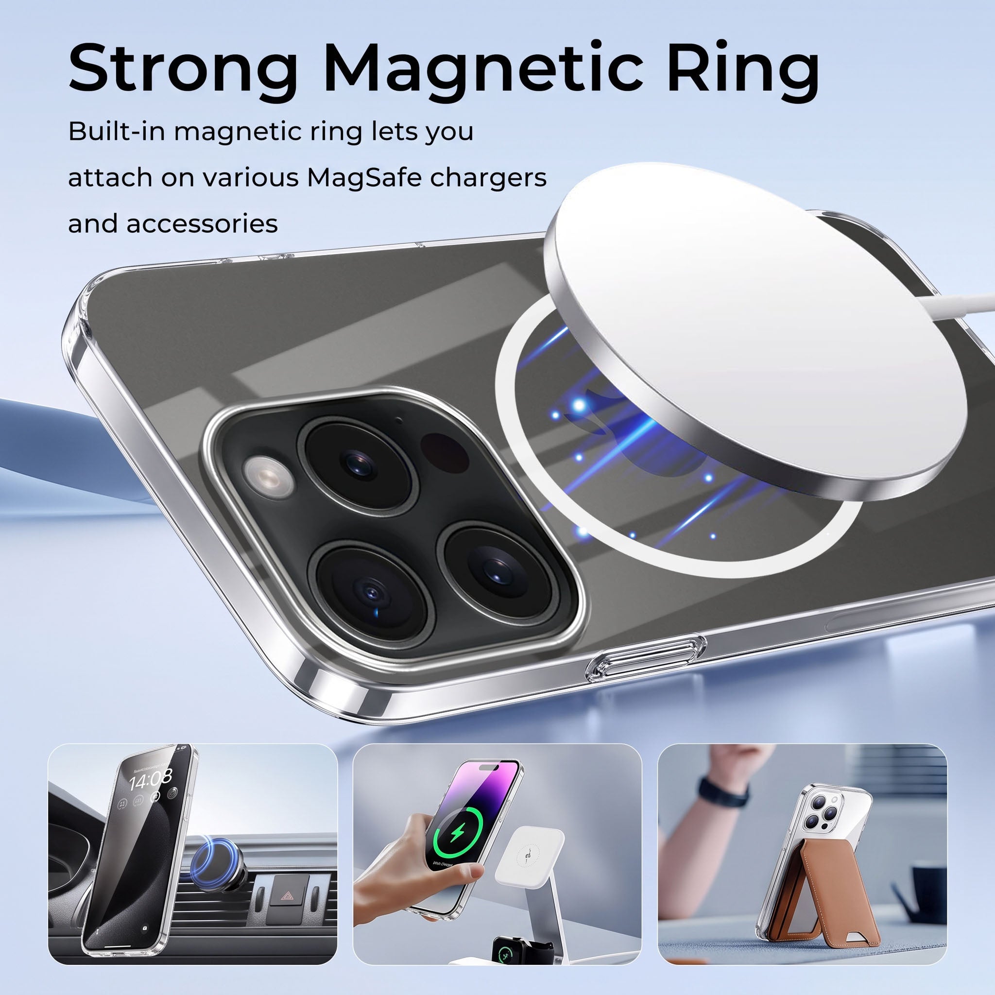 For Apple iPhone 15 Pro Max Back Case Cover Crystal Anti Yellow (Unbreakable PC | MagSafe Wireless Charging Support |Camera Protection Bump)