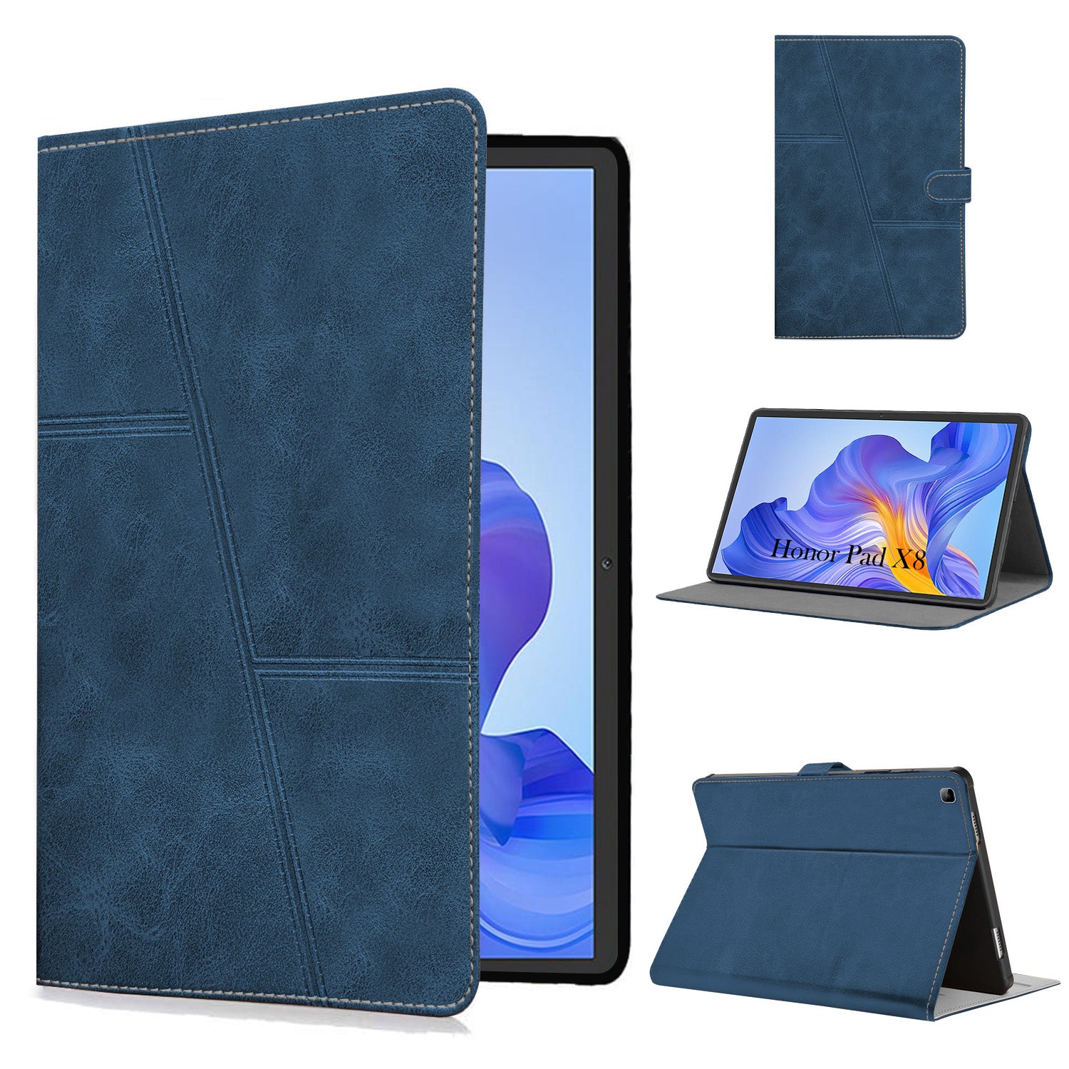 For Flip Cover Folio Case Honor Pad X8 10 Inch AGM3-W09HN (PU Leather | Multi-Angle Smart Stand | Card Storage Slots | Silicone Back Pouch)