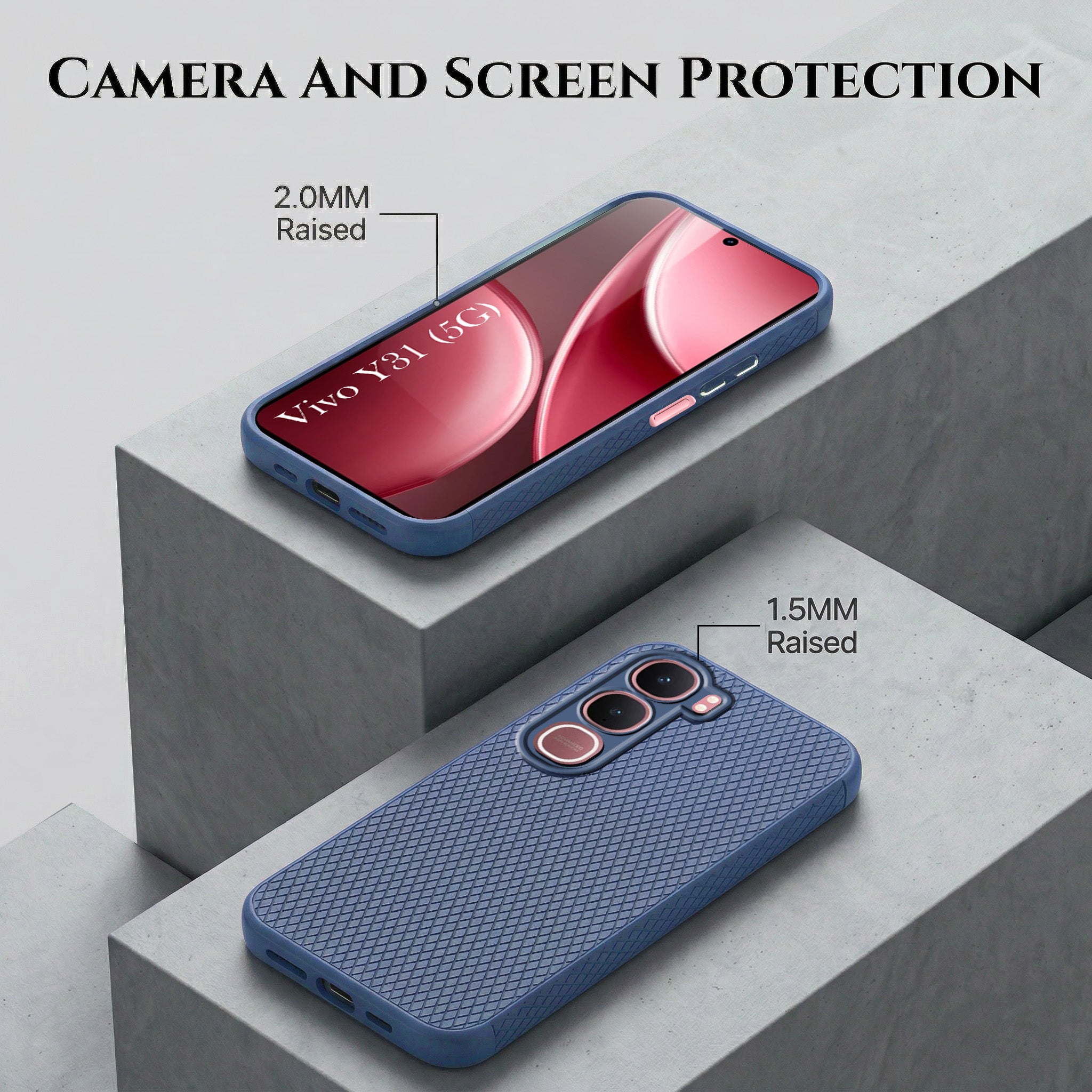 For Vivo Y31 5G Combo with Back Cover and 9H Tempered Glass (Liquid Silicone | Camera Protection | Oleophobic Coating Screen Glass)