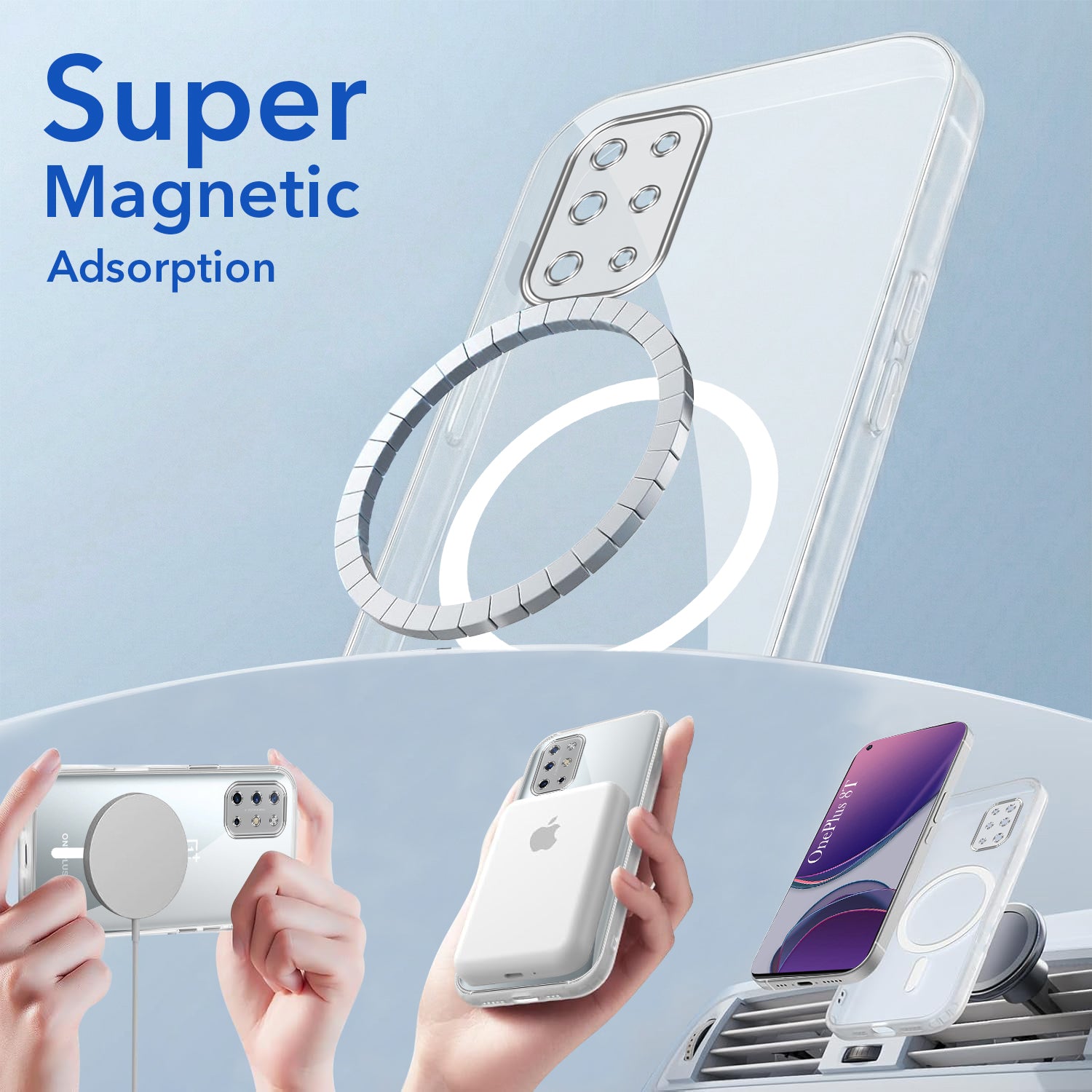 For OnePlus 8T Back Cover Case Lifetime Anti-Yellow MagSafe Compatible Clear (Sleek Hard Crystal | Shockproof and Camera Protection)