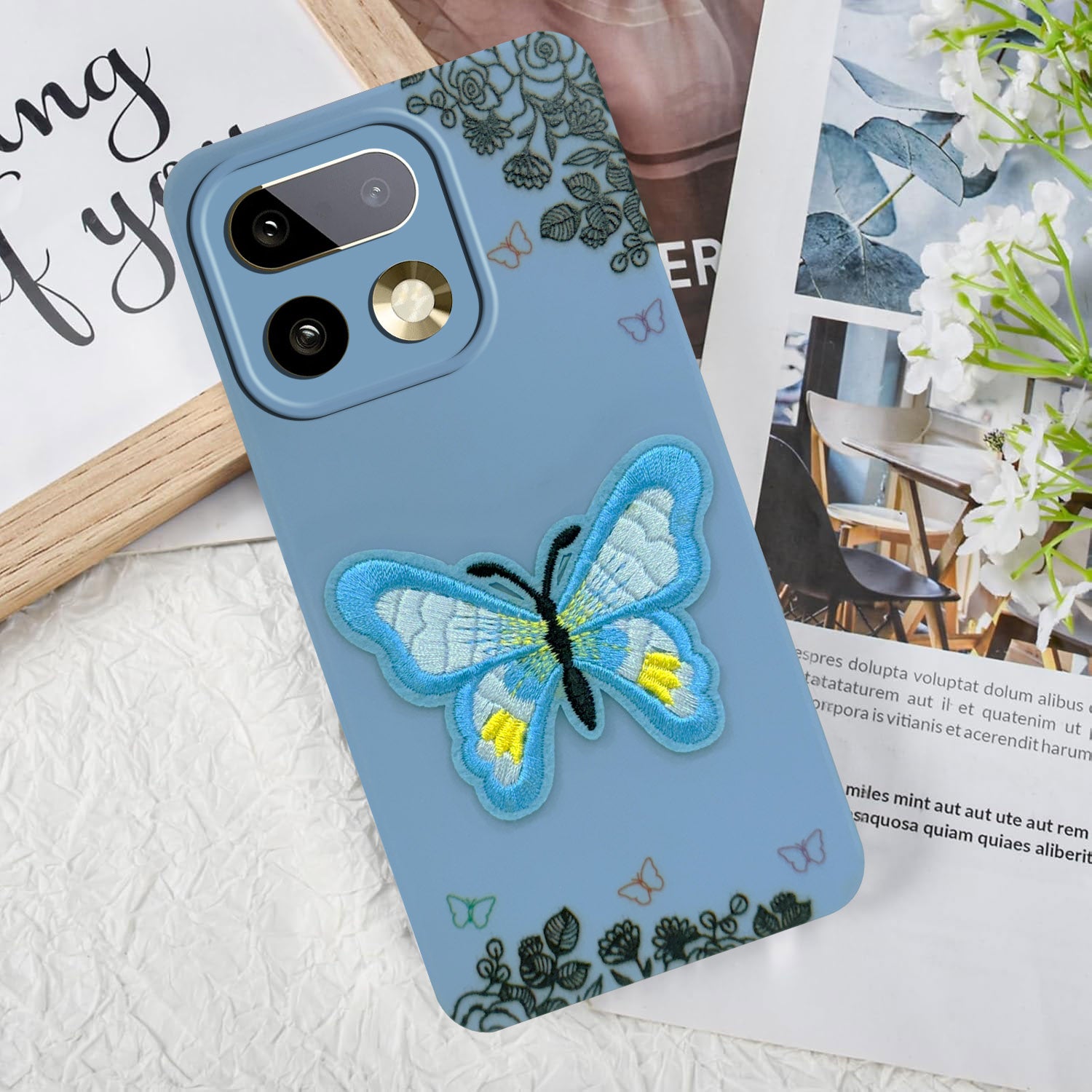 For Realme 16 Pro Plus 5G Back Cover Case (Soft Butterfly Embroidery | Women Teen Girls | Camera Protection| Matte Silicone)
