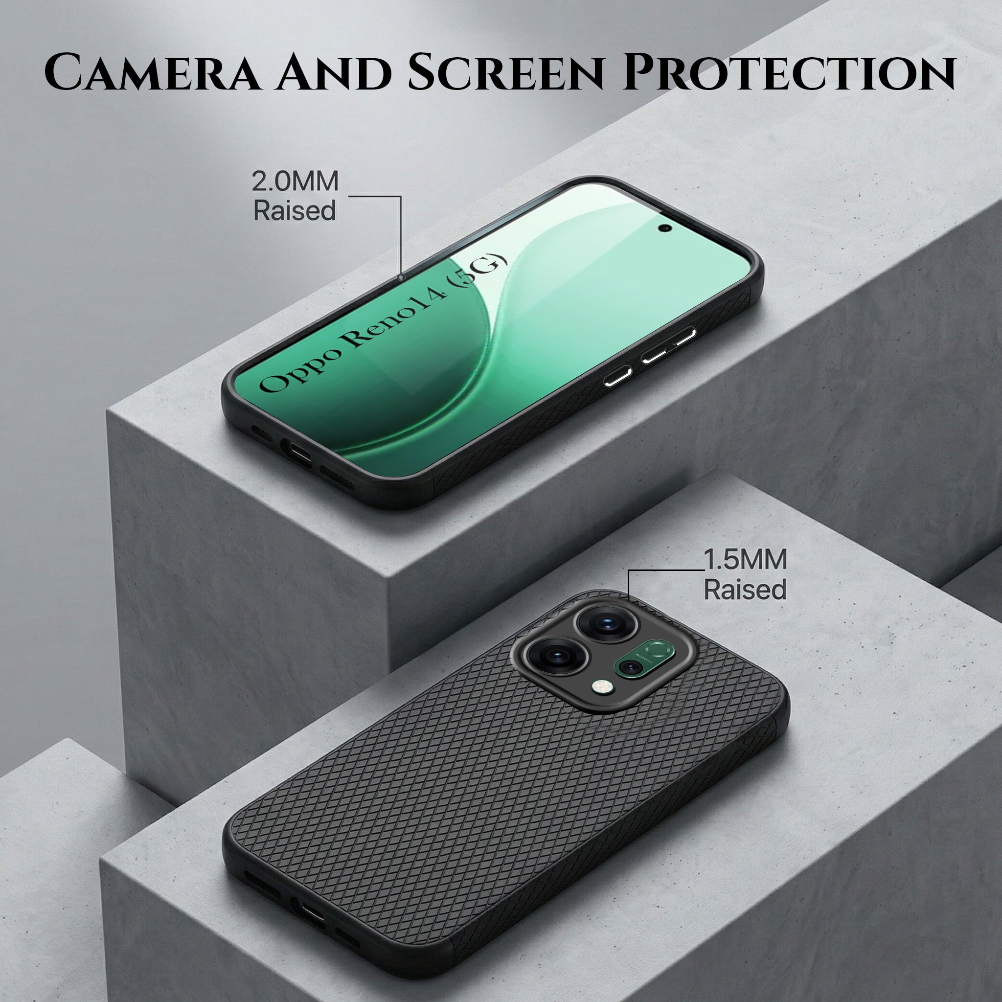 For Oppo Reno14 5G | Oppo Reno 14 5G Combo with Back Cover and 9H Tempered Glass (Liquid Silicone | Camera Protection | Oleophobic Coating Screen Glass)