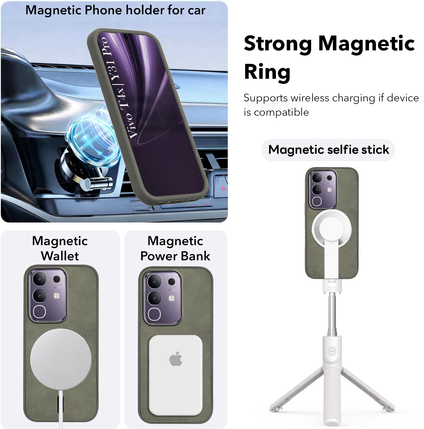 For Vivo T4x | Vivo Y31 Pro Back Cover Case Leather Finish (MagSafe Compatible Wireless Charging | Soft Touch | Camera Bump Protection)
