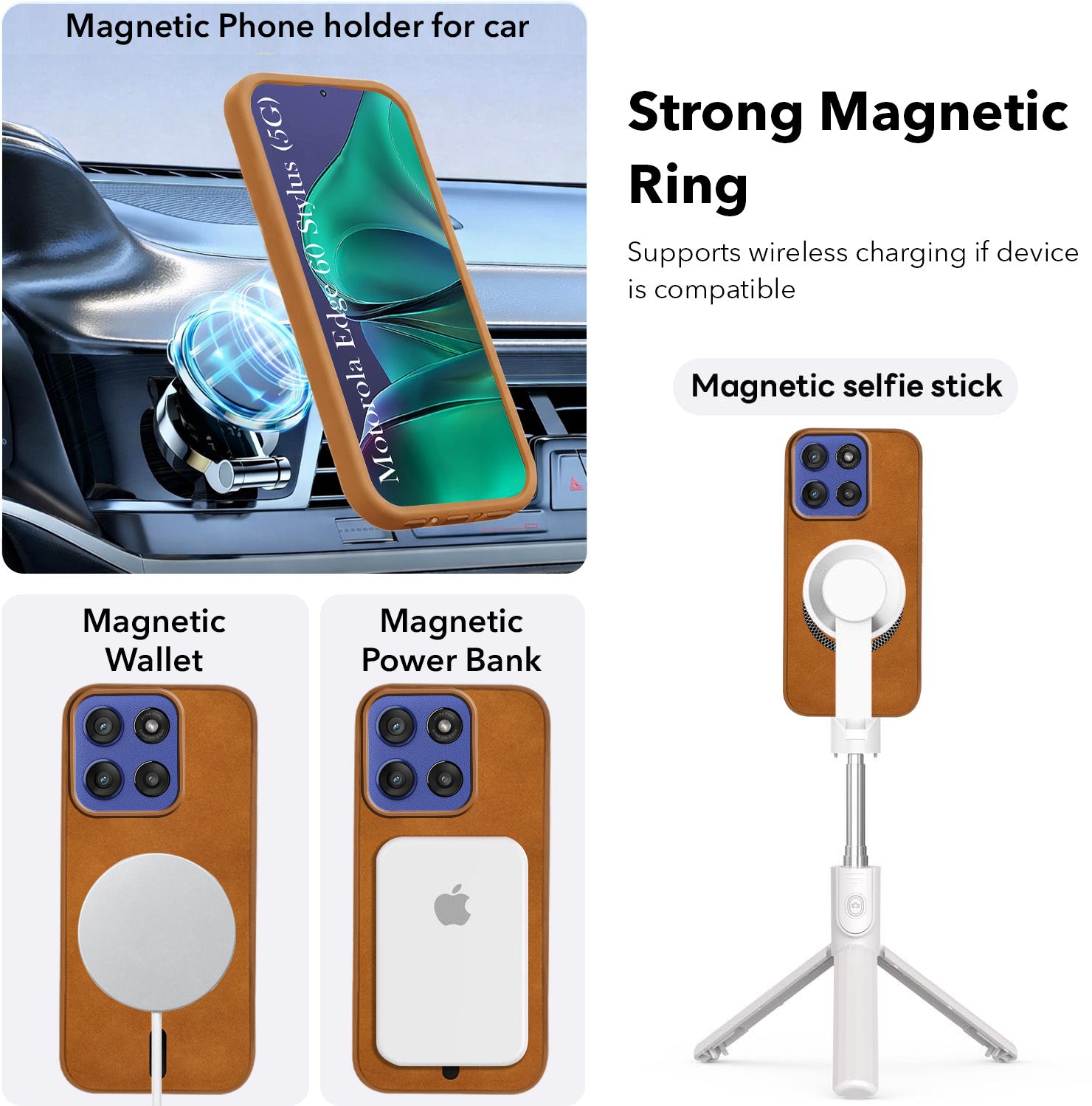 For Motorola Moto Edge 60 Stylus Back Cover Case Leather Finish (MagSafe Compatible Wireless Charging | Soft Touch | Camera Bump Protection)