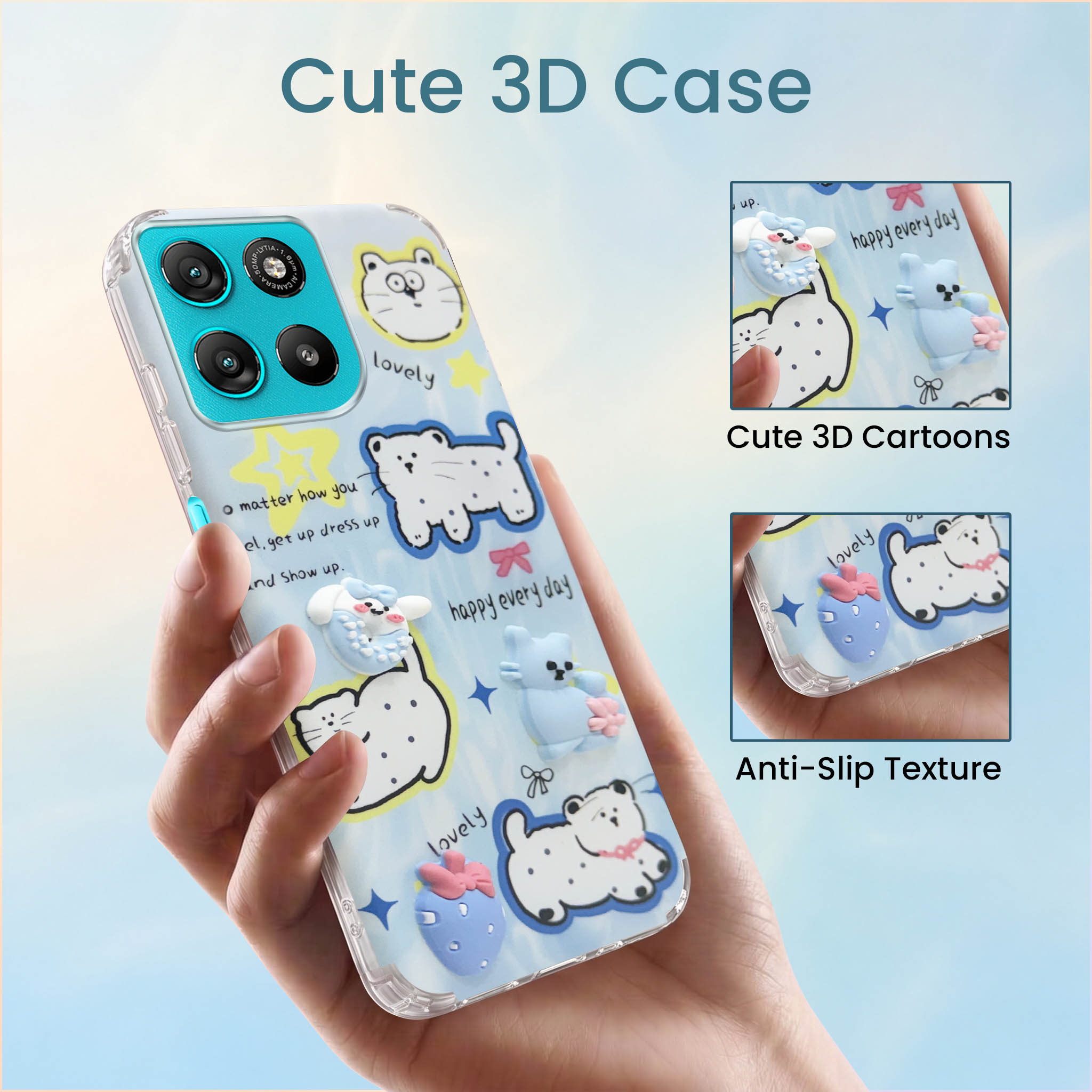 For Motorola Moto G67 Power | G57 Power Back Cover Case (3D Cute Cartoons | Hard Back Side Soft | Matte Premium Finish | HD Printing)