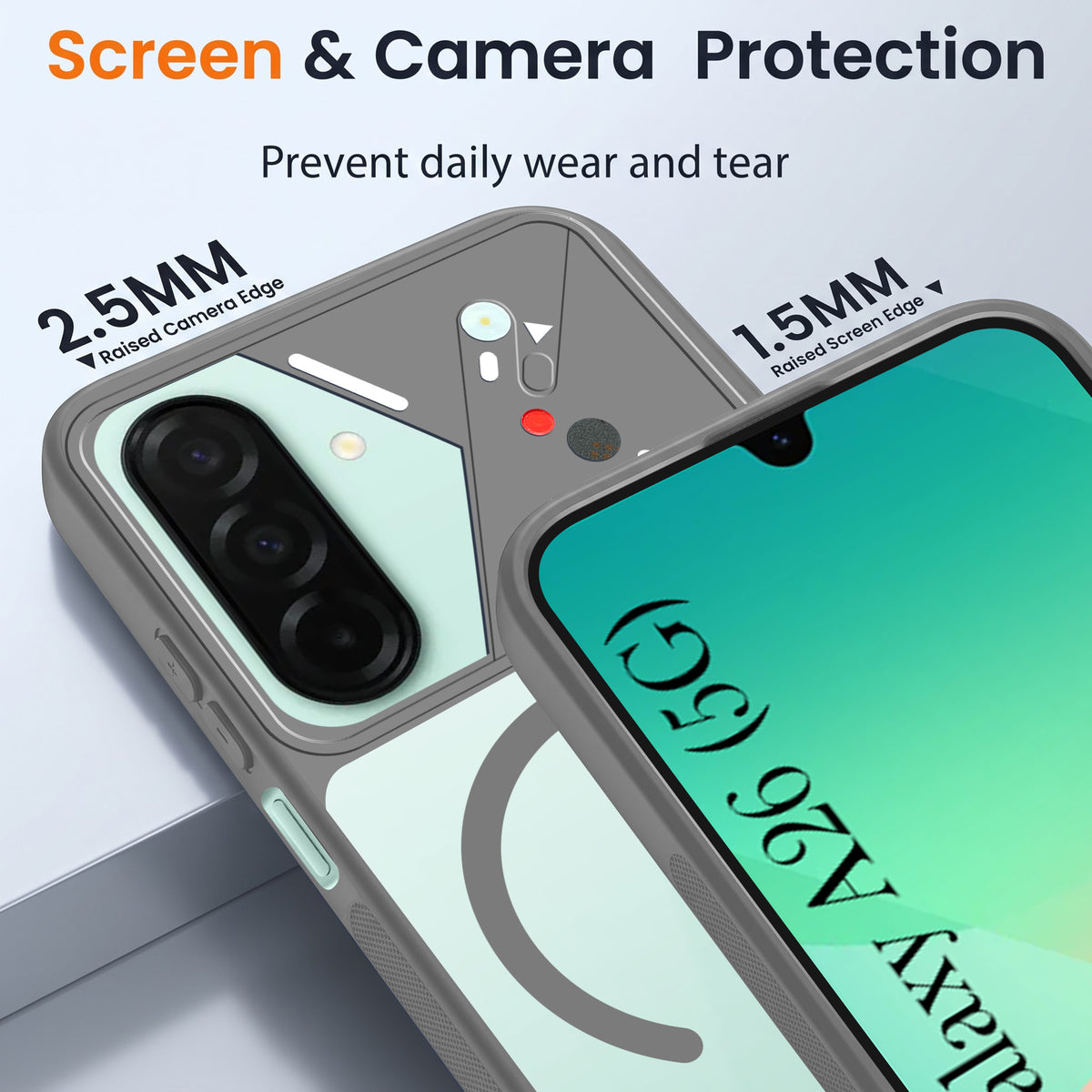 For Samsung Galaxy A26 5G Back Cover Case Lifetime Anti-Yellow Clear (Camera Protection | Side Grip | Wireless MagSafe Compatible)