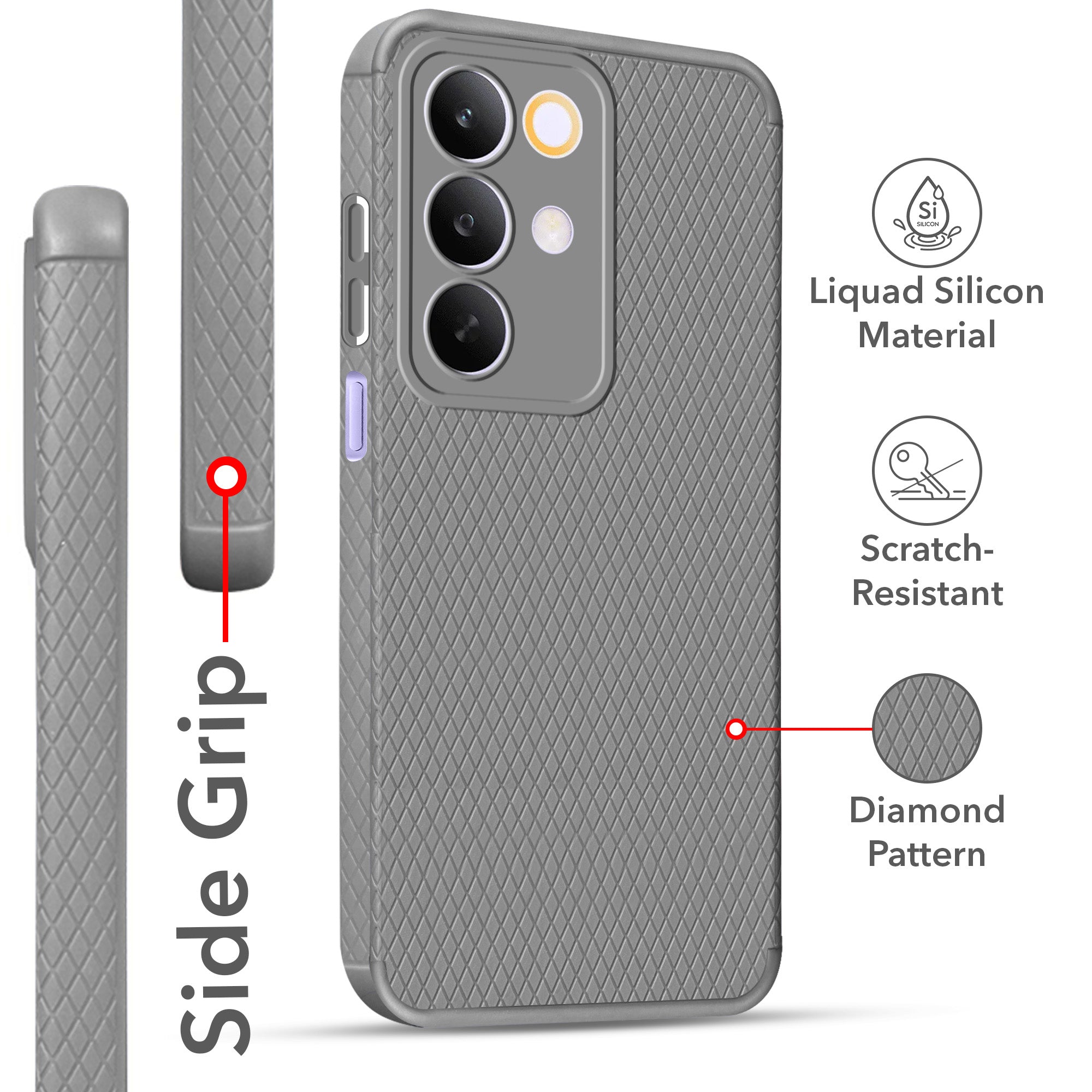 For Realme C85 5G | Realme Narzo 90x Back Cover Case Liquid Silicone (Camera Protection | Side Grip Texture | Soft and Flexible)