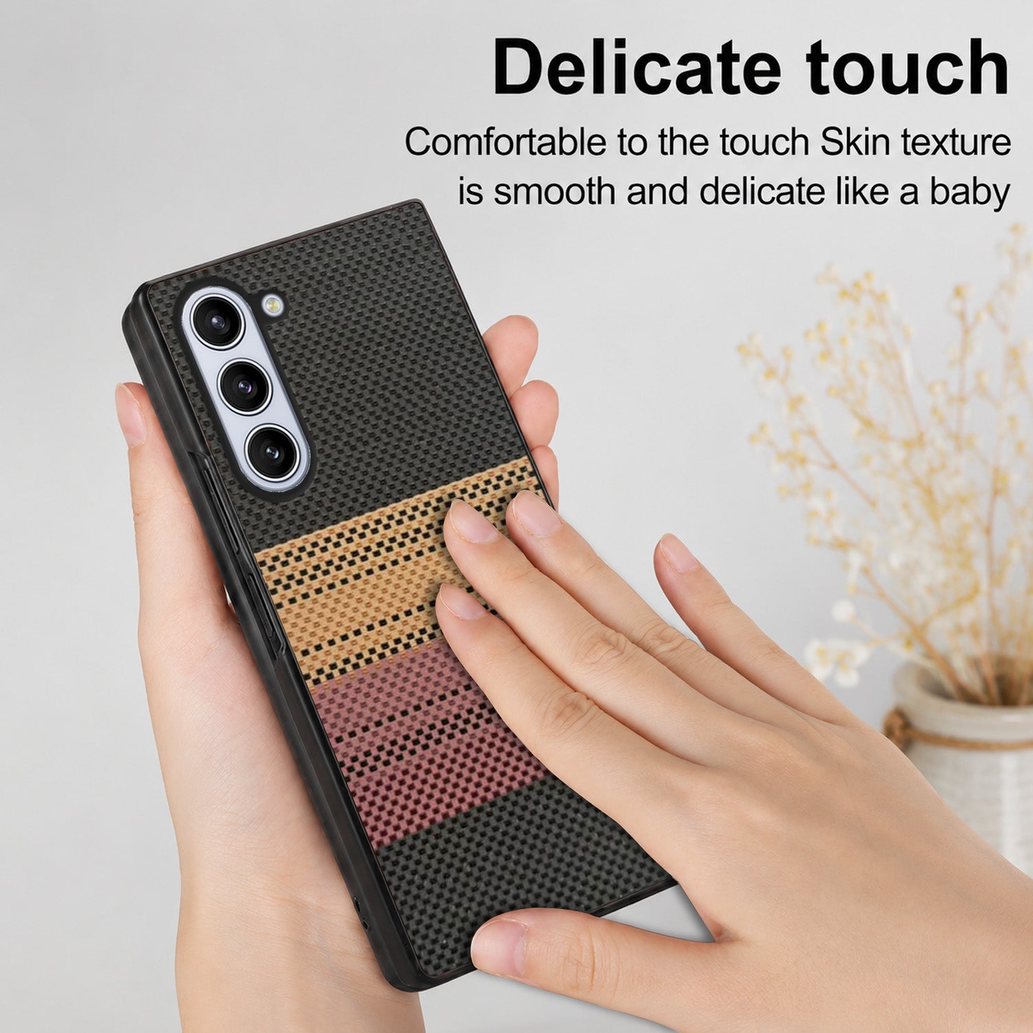 For Samsung Galaxy Z Fold 5 5G Back Flip Case Cover (Craft Printed Design | Hybrid Texture | Inside Microfiber Cloth)