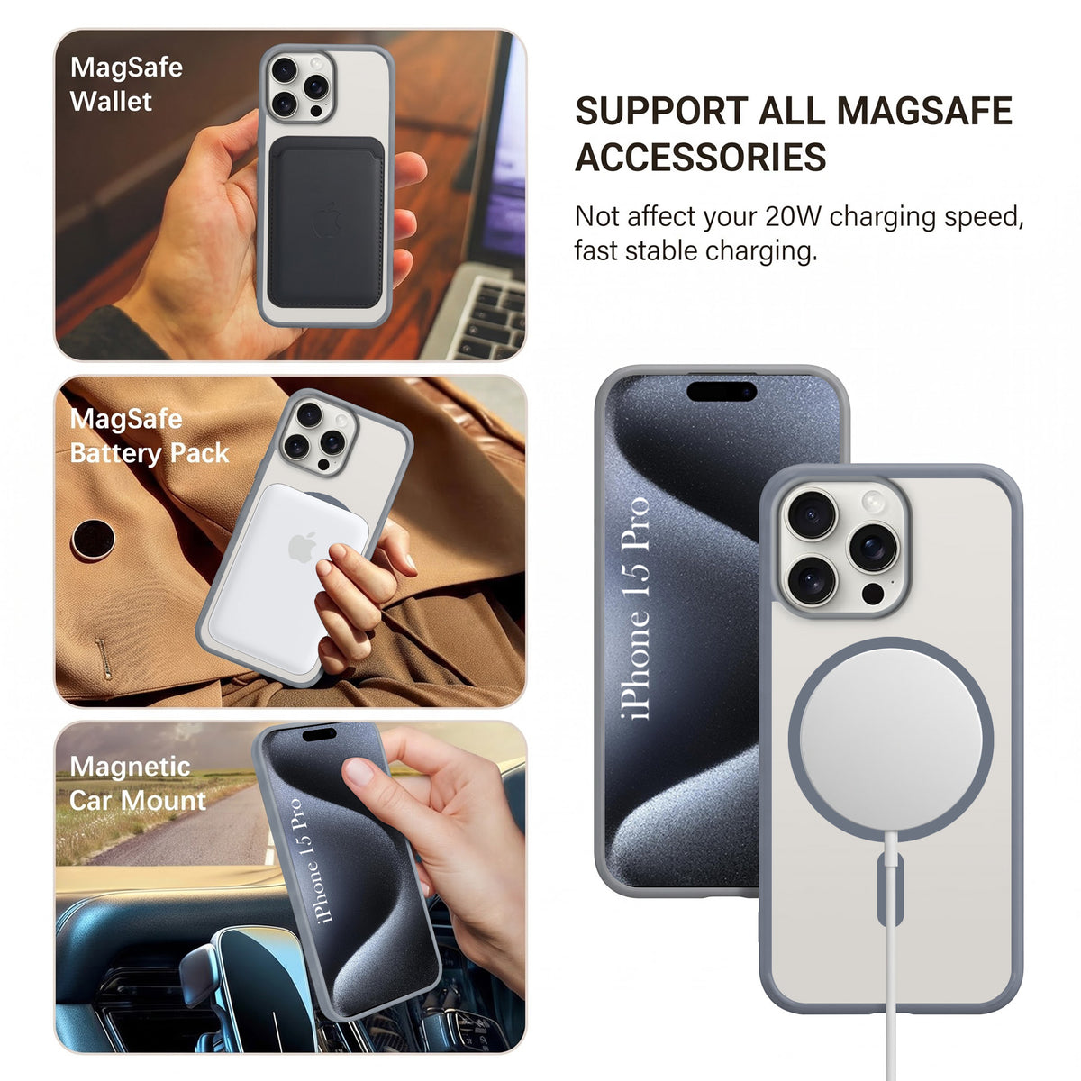 For Apple iPhone 15 Pro Matte Finish Back Case Cover (MagSafe Compatible | Translucent Soft Touch | Slim and Unbreakable)