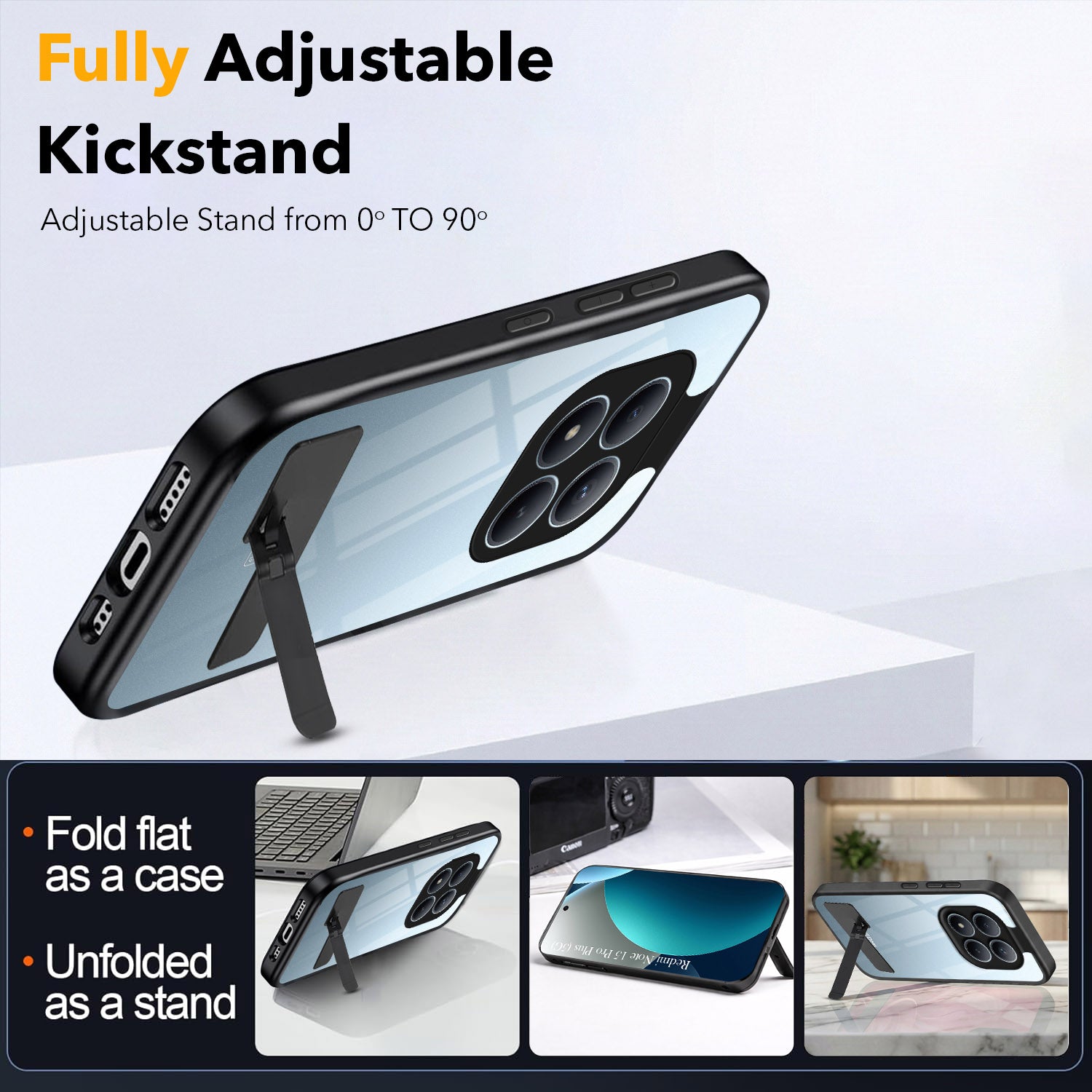 For Xiaomi Redmi Note 15 Pro Plus 5G Back Cover Case (Built-in Stand | Lifetime Anti Yellow | Kickstand Shockproof | Camera Protection | MagSafe Compatible)