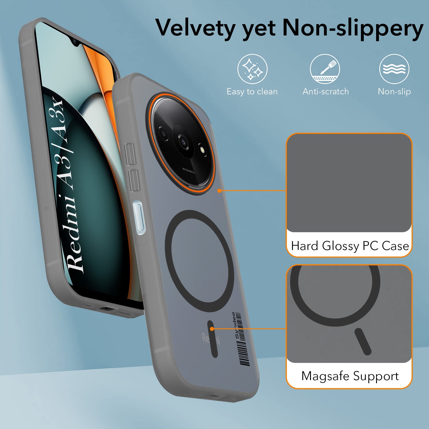 For Redmi A3 2024 | Redmi A3x Back Cover Case (Soft Touch | Camera Bump Protection | MagSafe Compatible | Matte Finish)