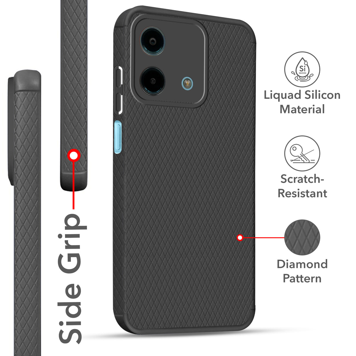 For Ai+ Nova 5G Back Cover Case Liquid Silicone (Camera Protection | Side Grip Texture | Soft and Flexible)