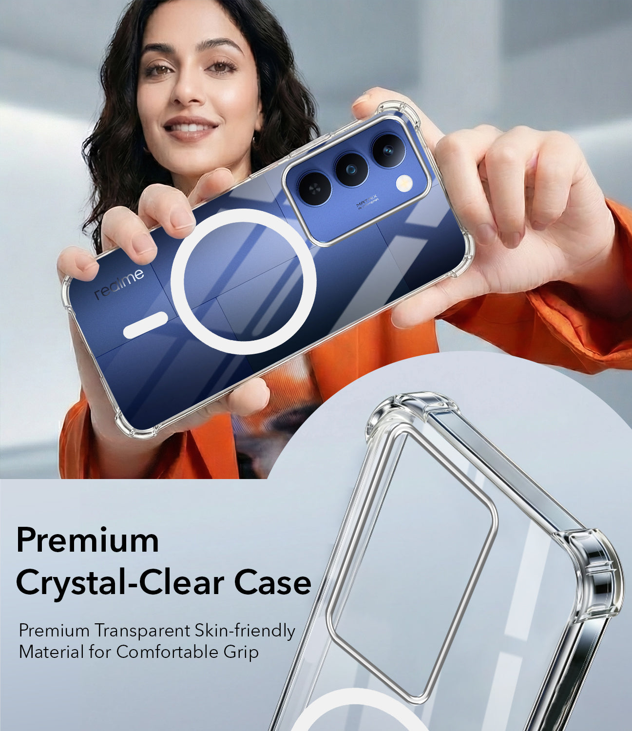 For Realme P4 Lite 5G | Realme Narzo 100 Lite 5G Back Cover Shockproof Crystal-Clear (Magsafe Wireless Support | Drop & Camera Protection | Hard Polycarbonate)