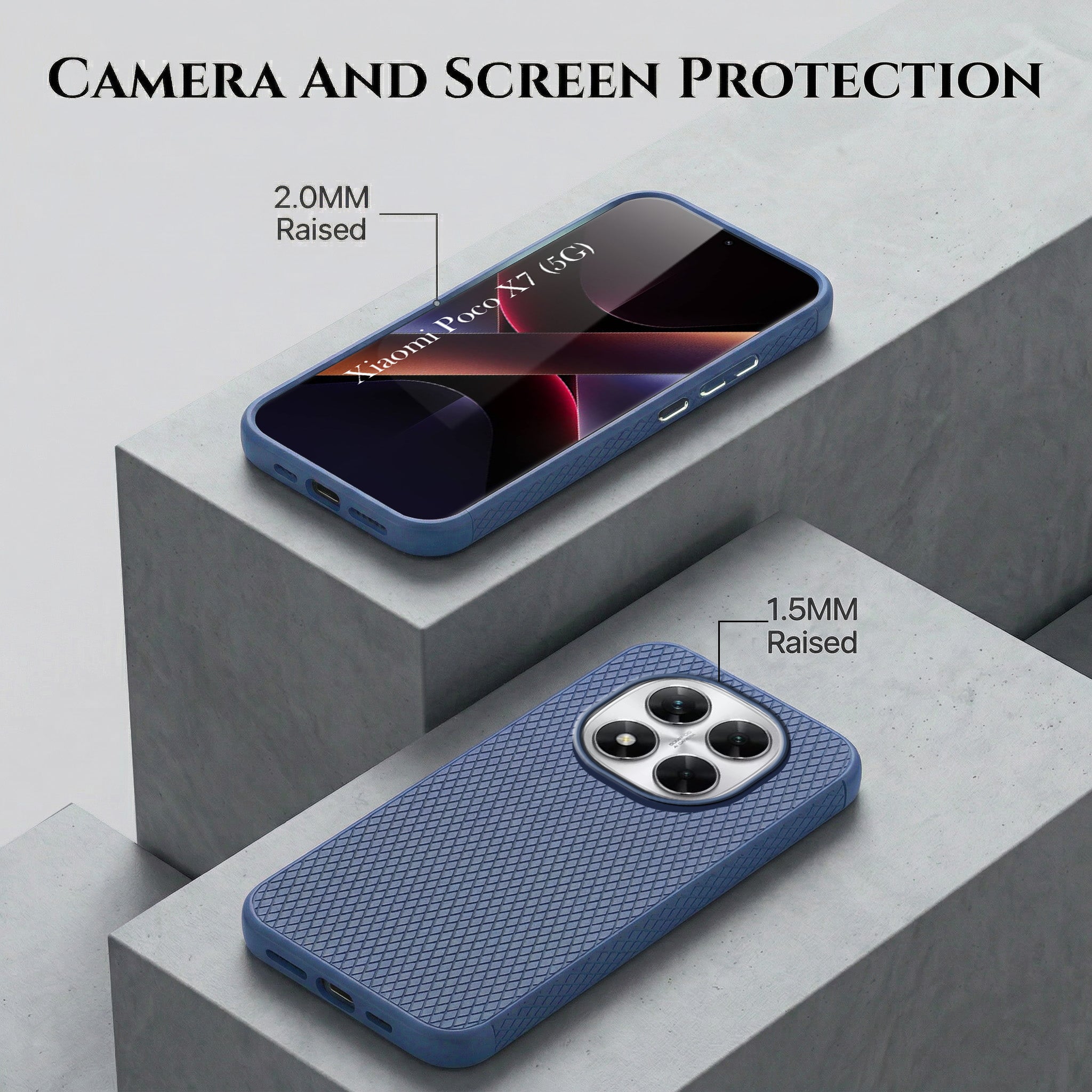 For Xiaomi Poco X7 Combo with Back Cover and 9H Tempered Glass (Liquid Silicone | Camera Protection | Oleophobic Coating Screen Glass)