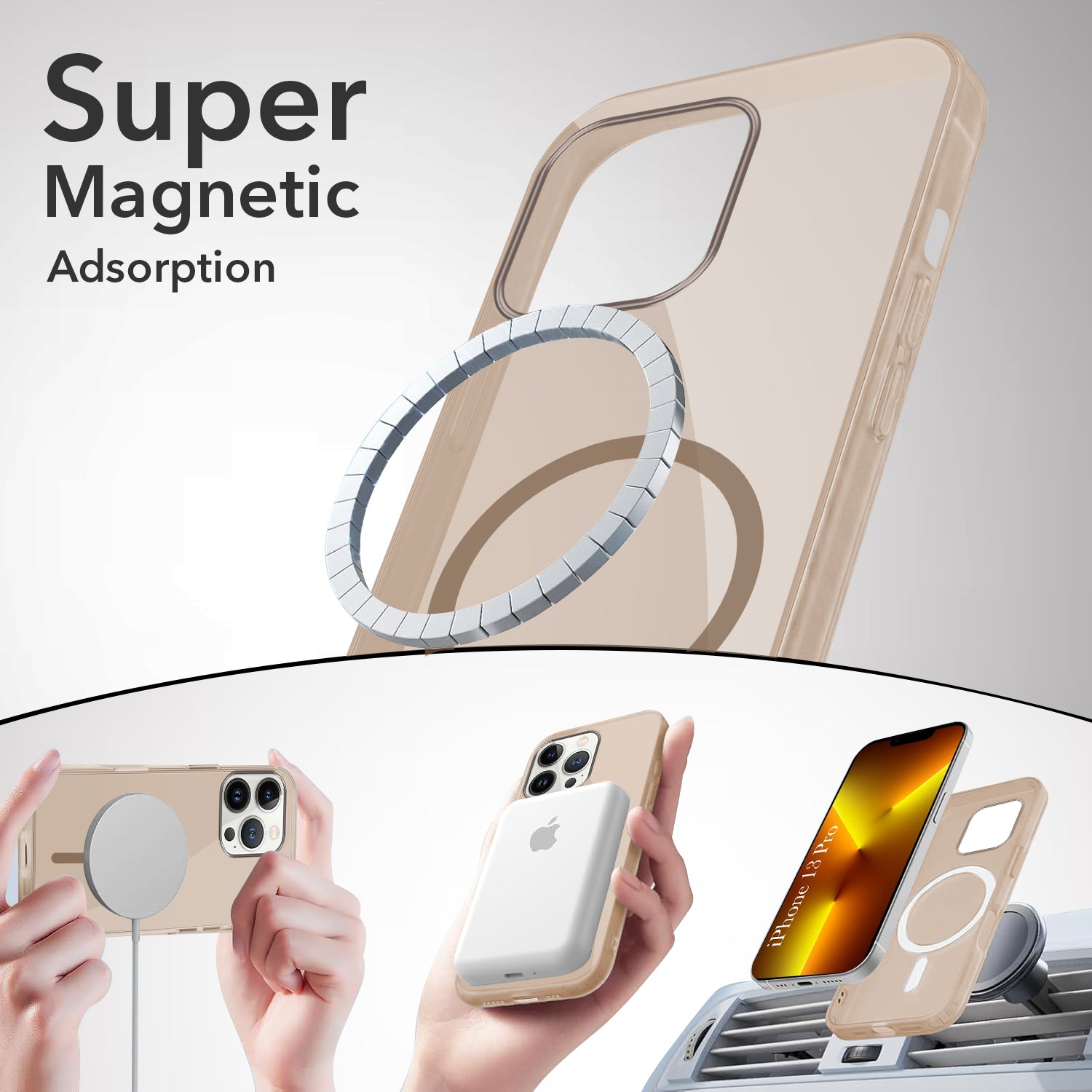 For Apple iPhone 13 Pro Back Case Cover Lifetime Anti-Yellow MagSafe Compatible Clear (Sleek Hard Crystal | Camera Protection and Shockproof)