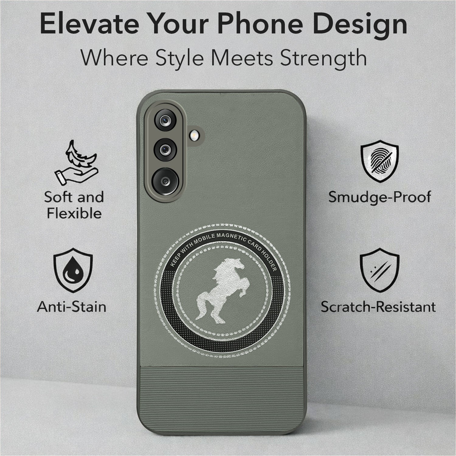 For  Samsung Galaxy M36 | Samsung Galaxy F36 Back Cover Case PU Leather Finish  (Professional Minimalist Texture | MagSafe Compatile | Camera Protection | Sleek Sober Formal)