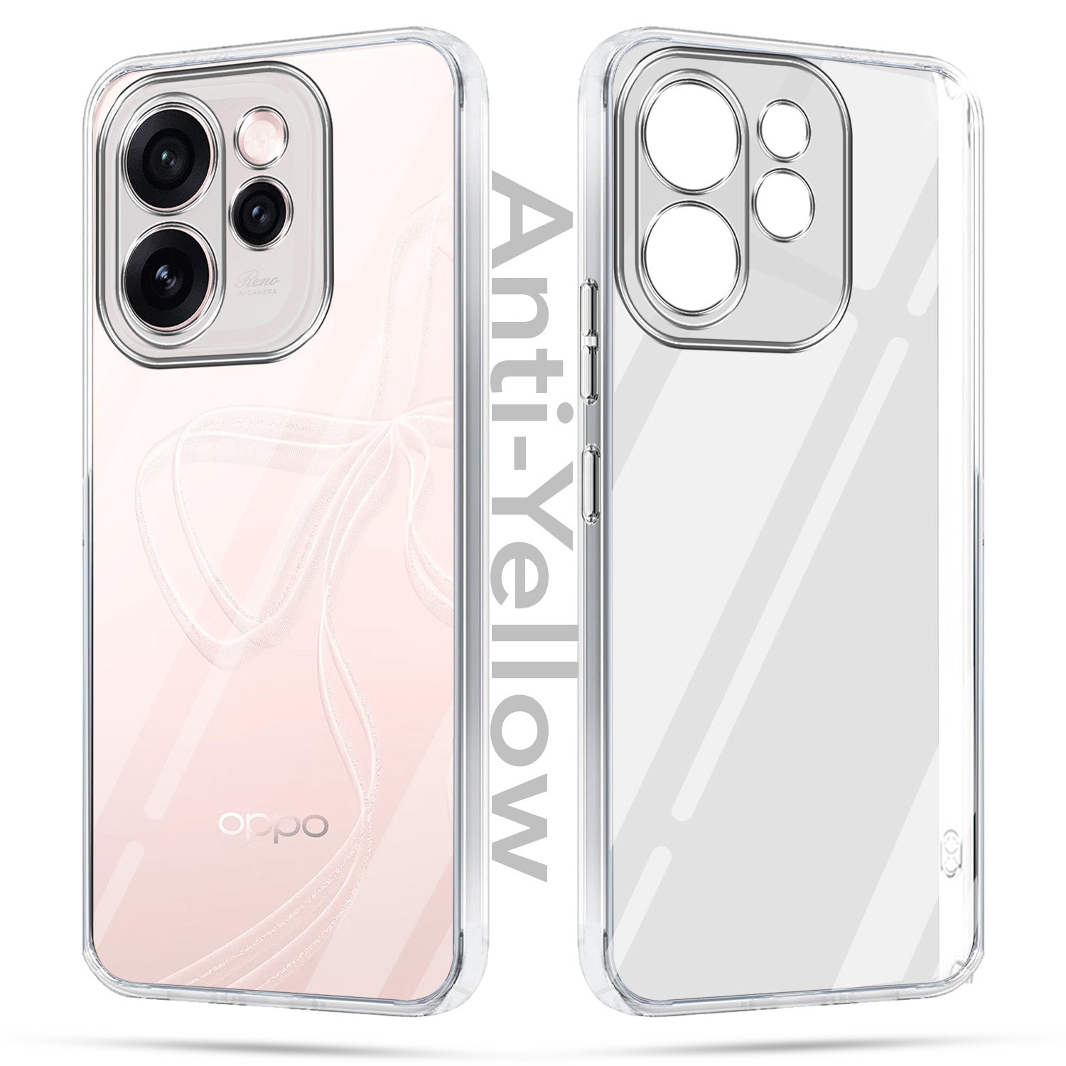 For Oppo Reno15 Pro Mini 5G | Oppo Reno 15 Pro Mini 5G Combo with Back Cover and 9H Tempered Glass (Lifetime Anti-Yellow | Sleek Hard Crystal | Oleophobic Coating Screen Glass)