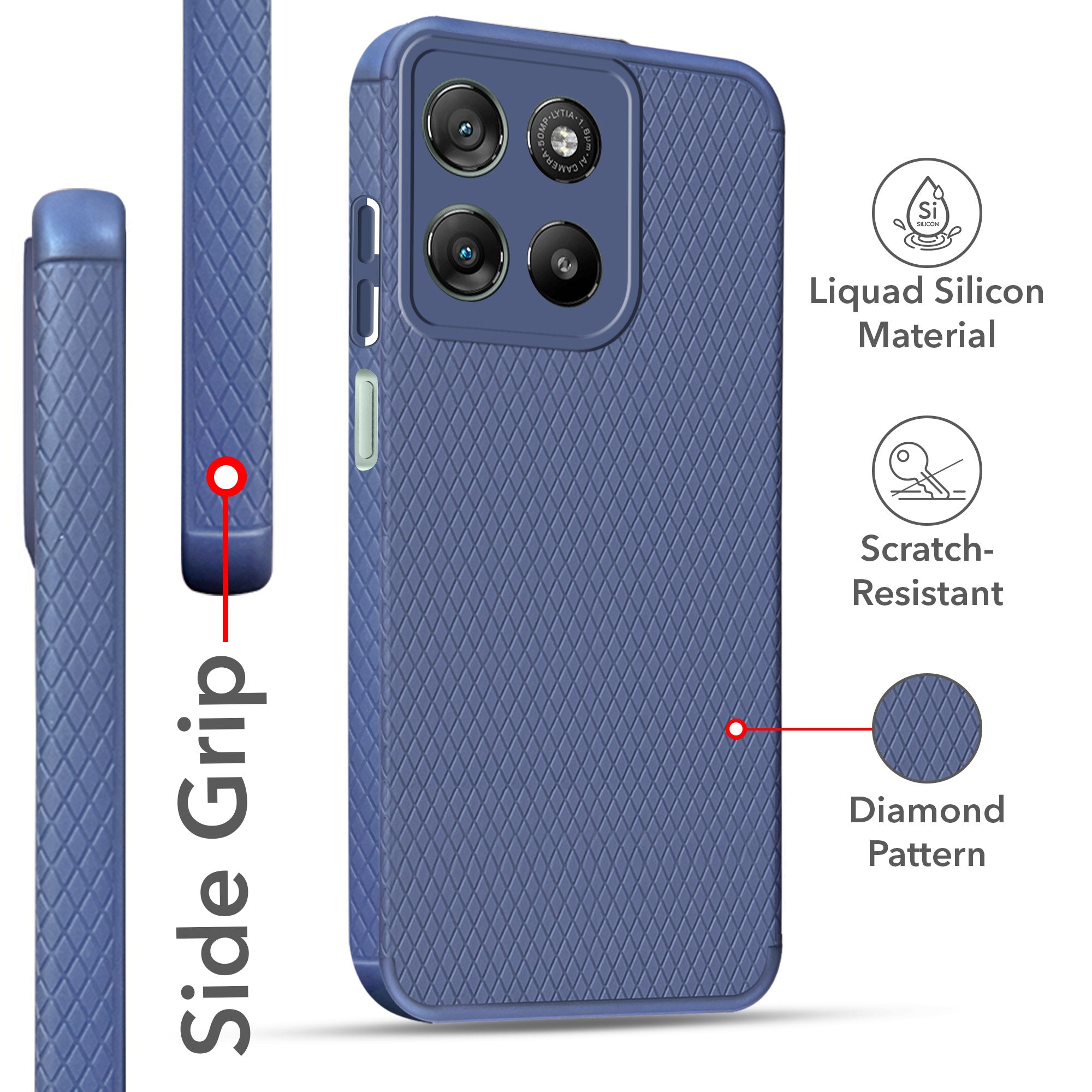 For Motorola Moto G67 Power | G57 Power Back Cover Case Liquid Silicone (Camera Protection | Side Grip Texture | Soft and Flexible)