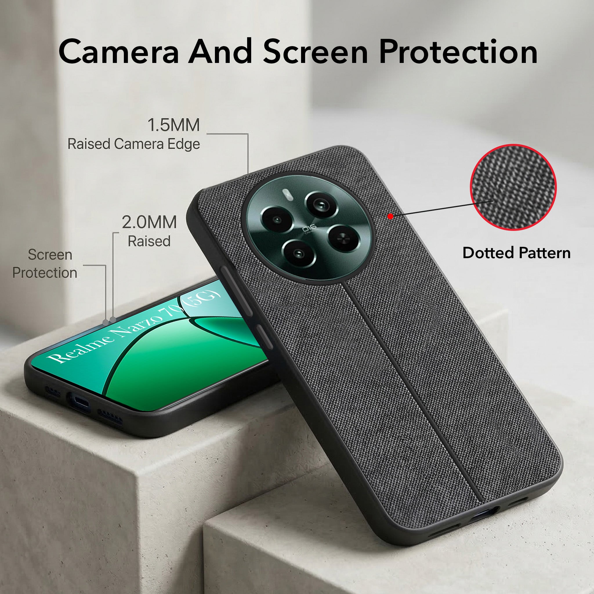 For Realme Narzo 70 5G Combo with Back Cover and 9H Tempered Glass (Lifetime Anti-Yellow | Crystal Clear Shockproof | Oleophobic Coating Screen Glass)