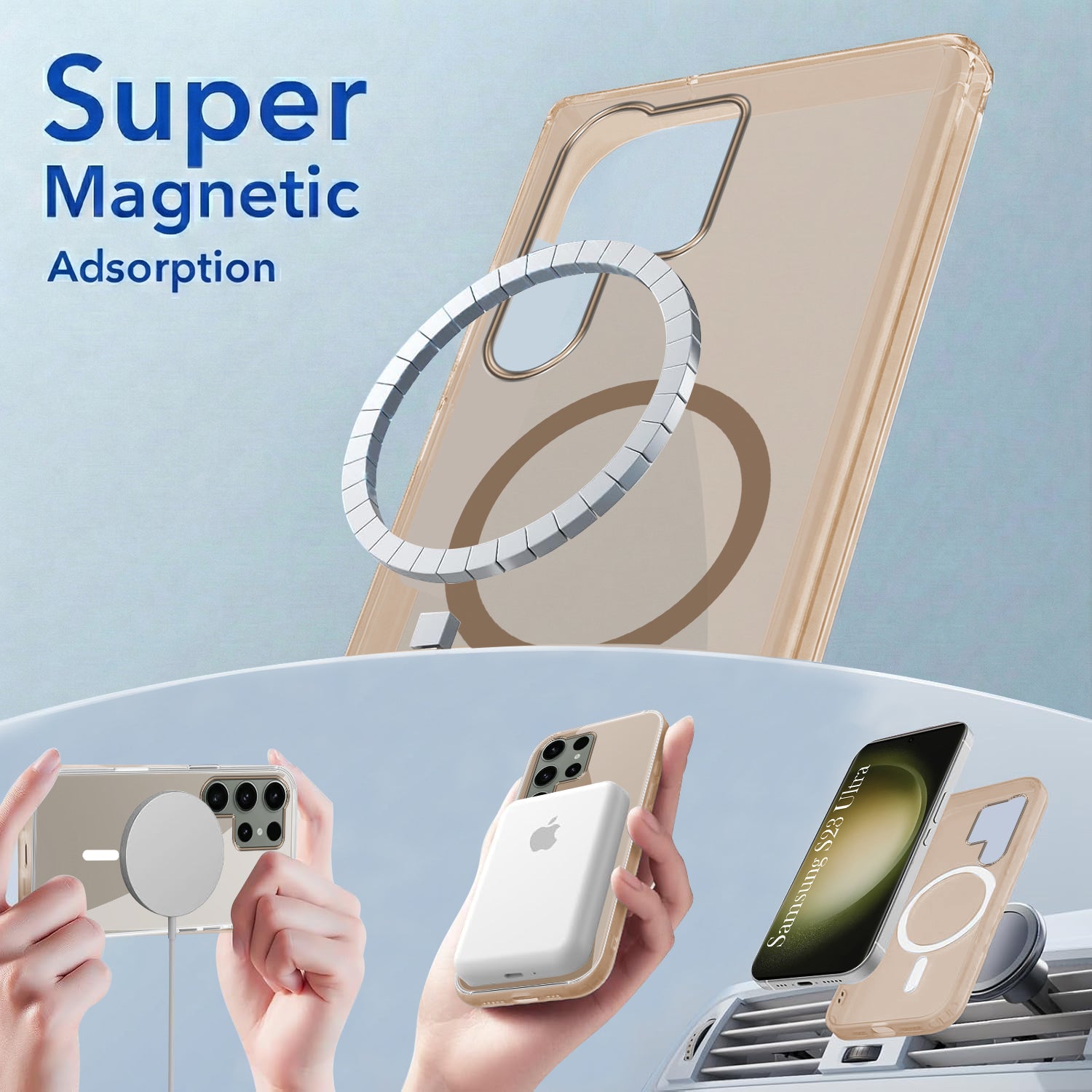 For Samsung Galaxy S23 Ultra Back Cover Case Lifetime Anti-Yellow MagSafe Compatible Clear (Sleek Hard Crystal | Shockproof and Camera Protection)