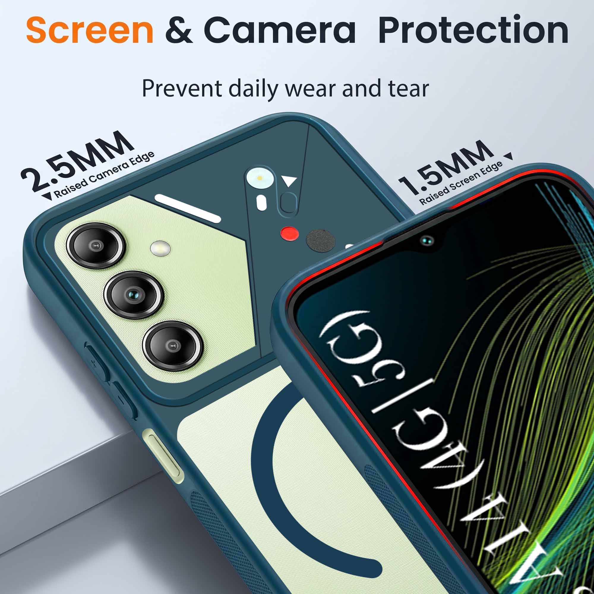 For Samsung Galaxy A14 4G | 5G Back Cover Case Lifetime Anti-Yellow Clear (Camera Protection | Side Grip | Wireless MagSafe Compatible)