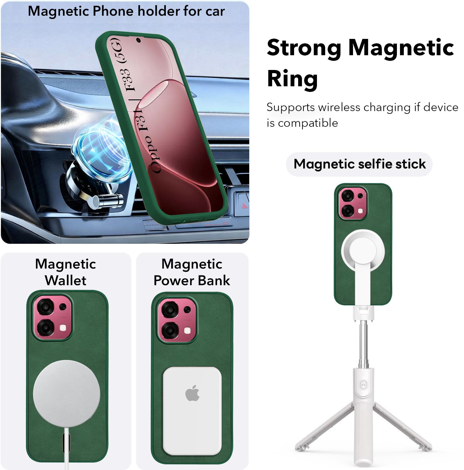 For Oppo F31 5G | Oppo F33 5G Back Cover Case Leather Finish (MagSafe Compatible Wireless Charging | Soft Touch | Camera Bump Protection)