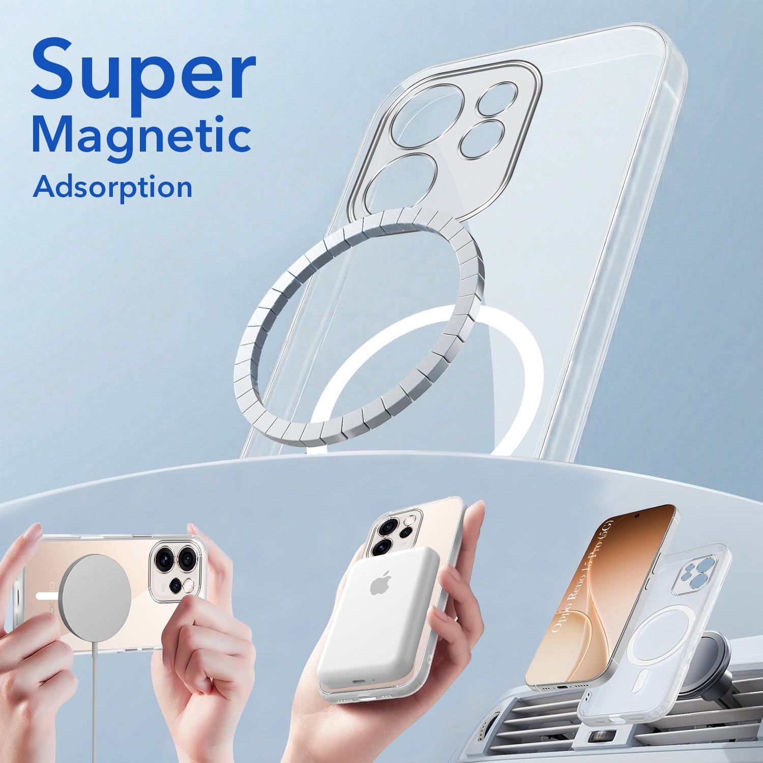For Oppo Reno15 Pro 5G | Oppo Reno 15 Pro 5G Back Cover Case Lifetime Anti-Yellow MagSafe Compatible Clear (Sleek Hard Crystal | Shockproof and Camera Protection)