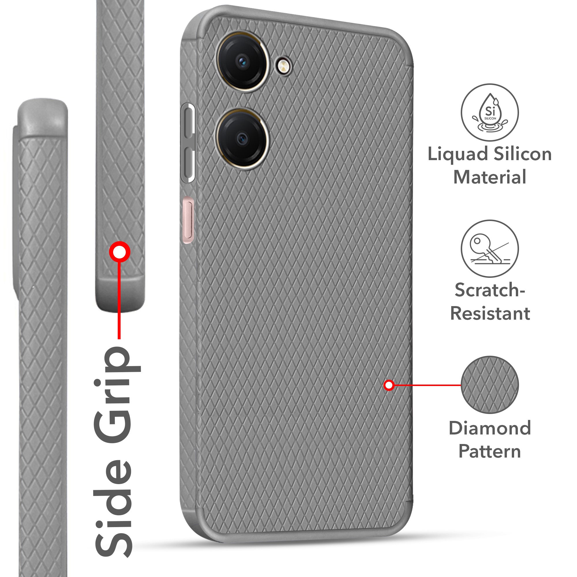 For Vivo iQOO Z9 Lite 5G Back Cover Case Liquid Silicone (Camera Protection | Side Grip Texture | Soft and Flexible)