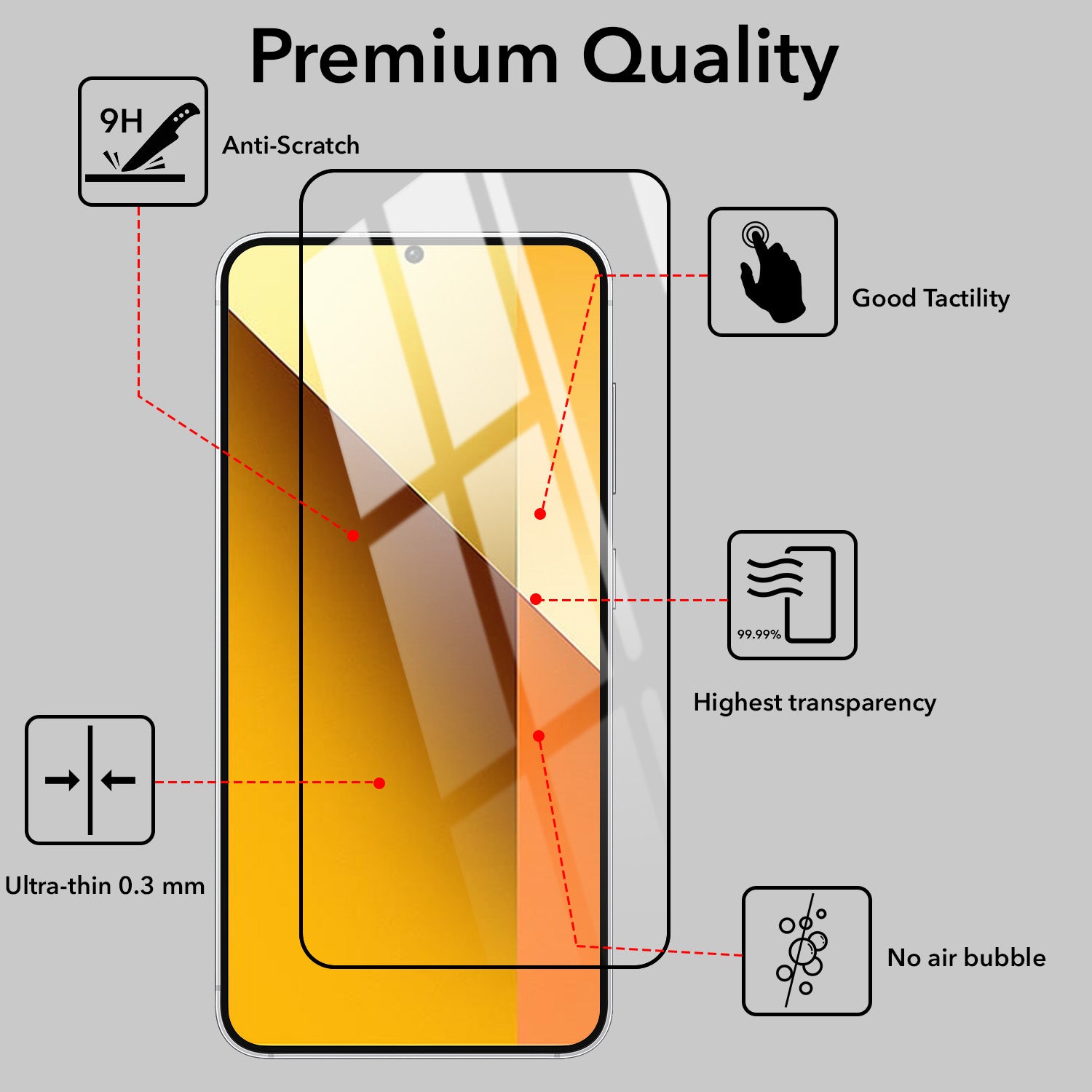Tempered Glass For Redmi Note 13 5G Military-Grade Gorilla Screen Protector With Installation Kit | Shatterproof, Full Coverage, HD Clear, Scratch Resistant (Pack of 1)