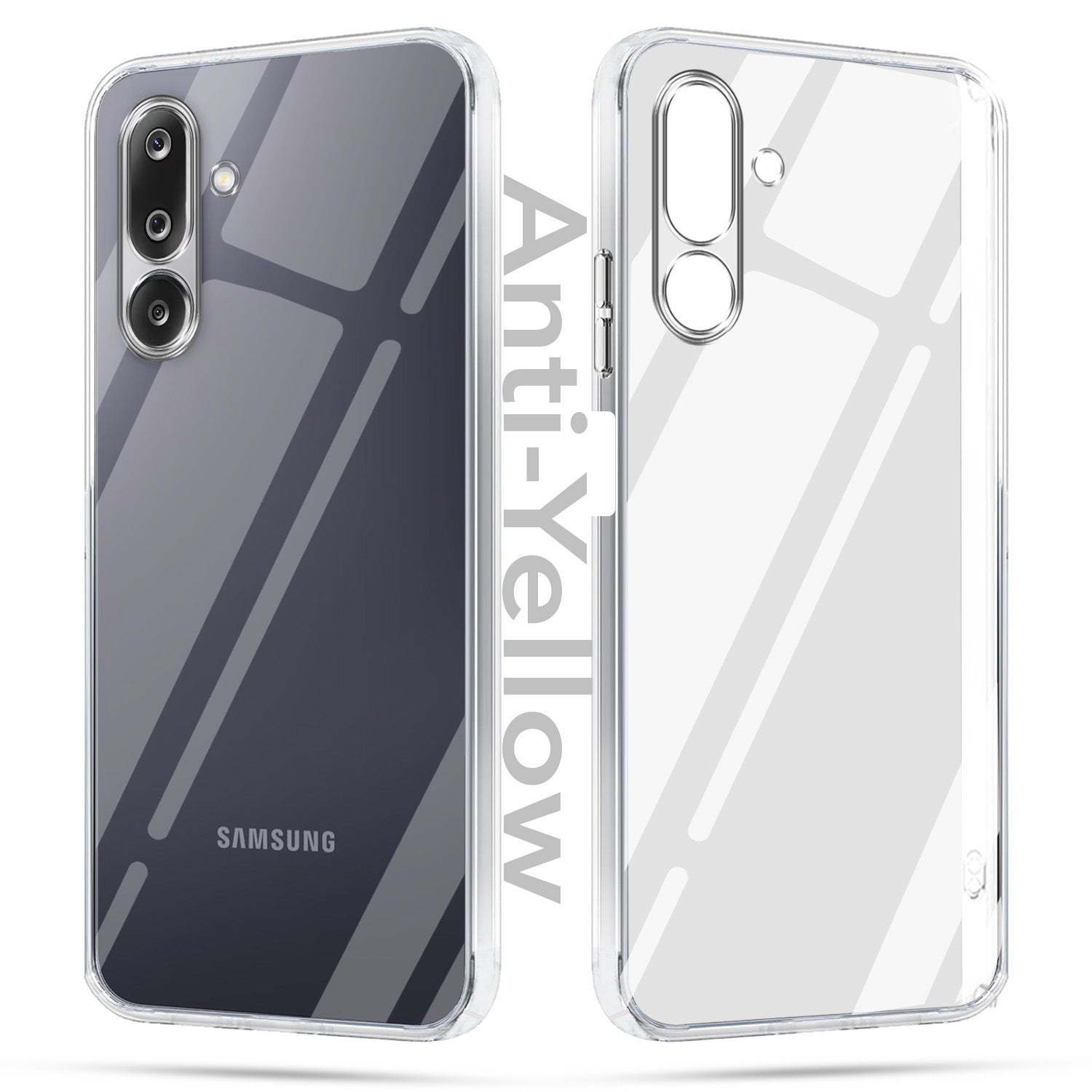 For Samsung Galaxy M36 | Samsung Galaxy F36 Combo with Back Cover and 9H Tempered Glass (Lifetime Anti-Yellow | Sleek Hard Crystal | Oleophobic Coating Screen Glass)