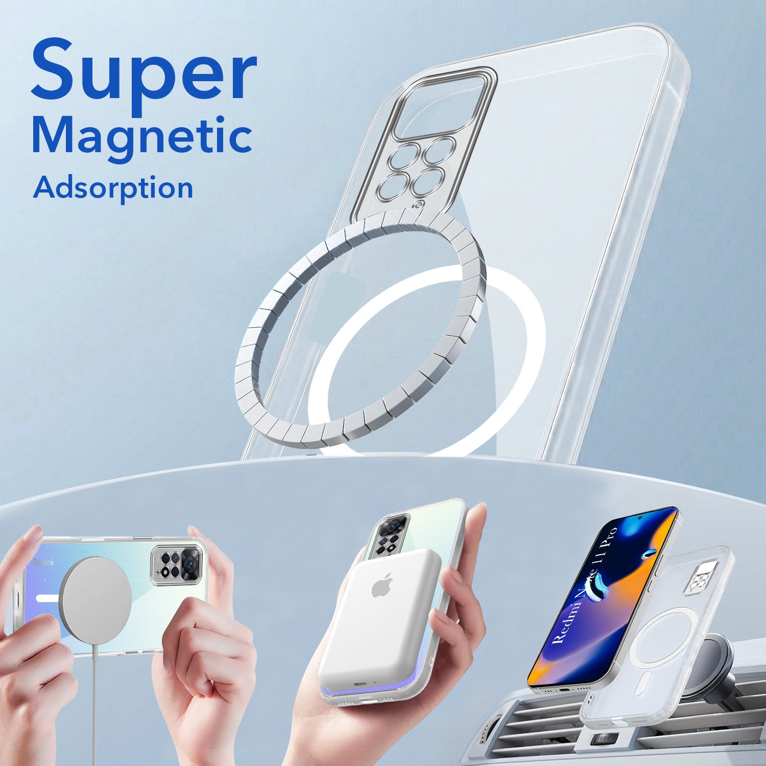 For Xiaomi Redmi Note 11 Pro |11 Pro 5G |11 Pro Plus 5G Back Cover Case Lifetime Anti-Yellow MagSafe Compatible Clear (Sleek Hard Crystal | Shockproof and Camera Protection)