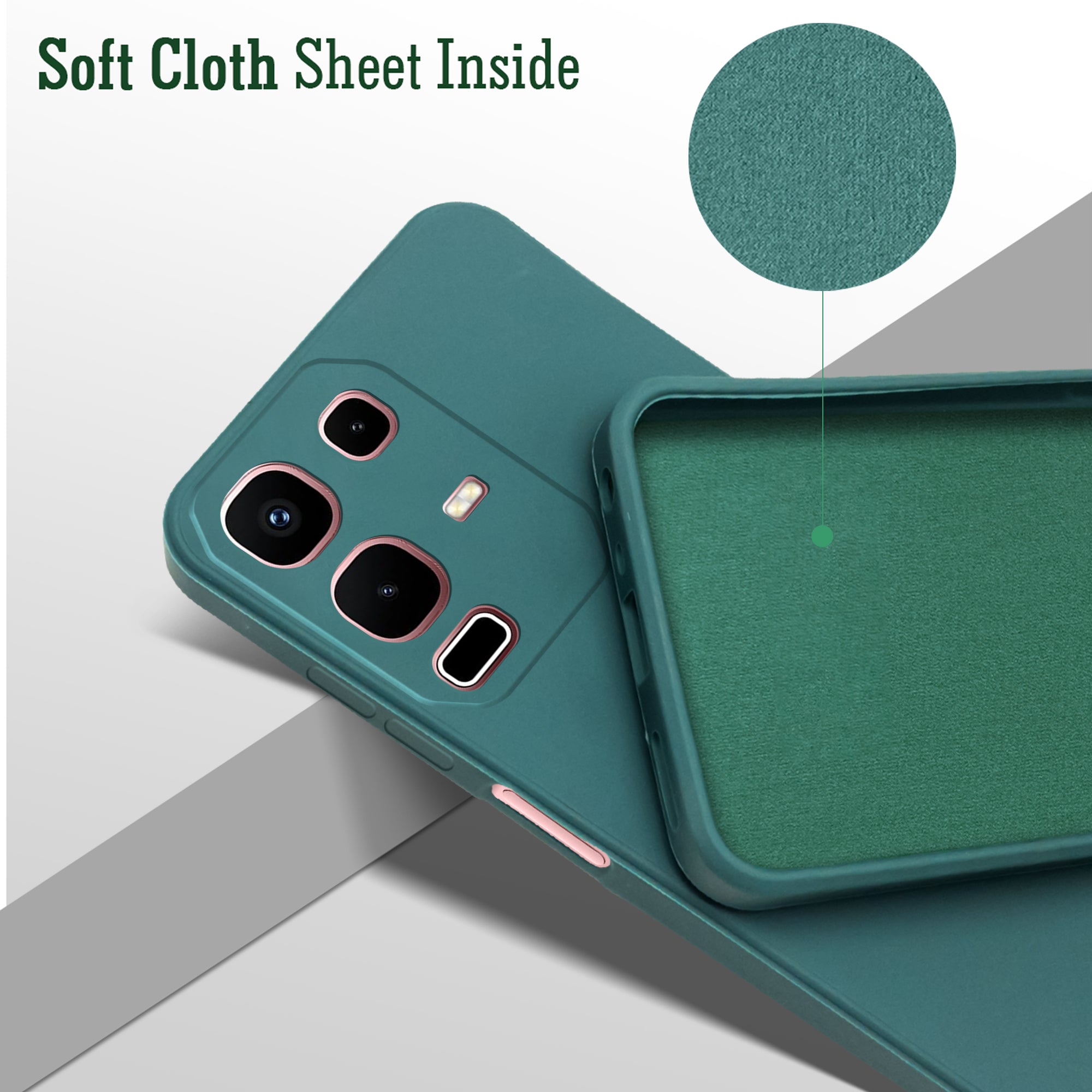 For Infinix Note 50x Back Cover Case (Matte Finish Silicone with Inside Fiber cloth)