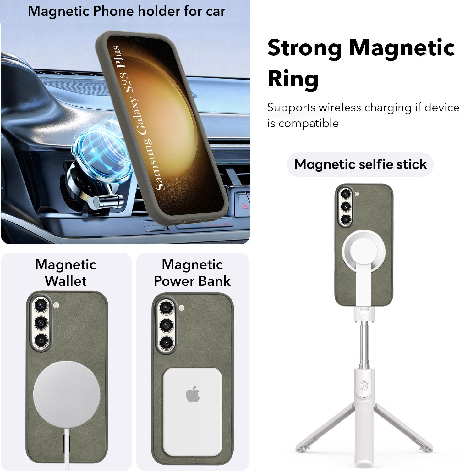 For Samsung Galaxy S23 Plus 5G Back Cover Case Leather Finish (MagSafe Compatible Wireless Charging | Soft Touch | Camera Bump Protection)