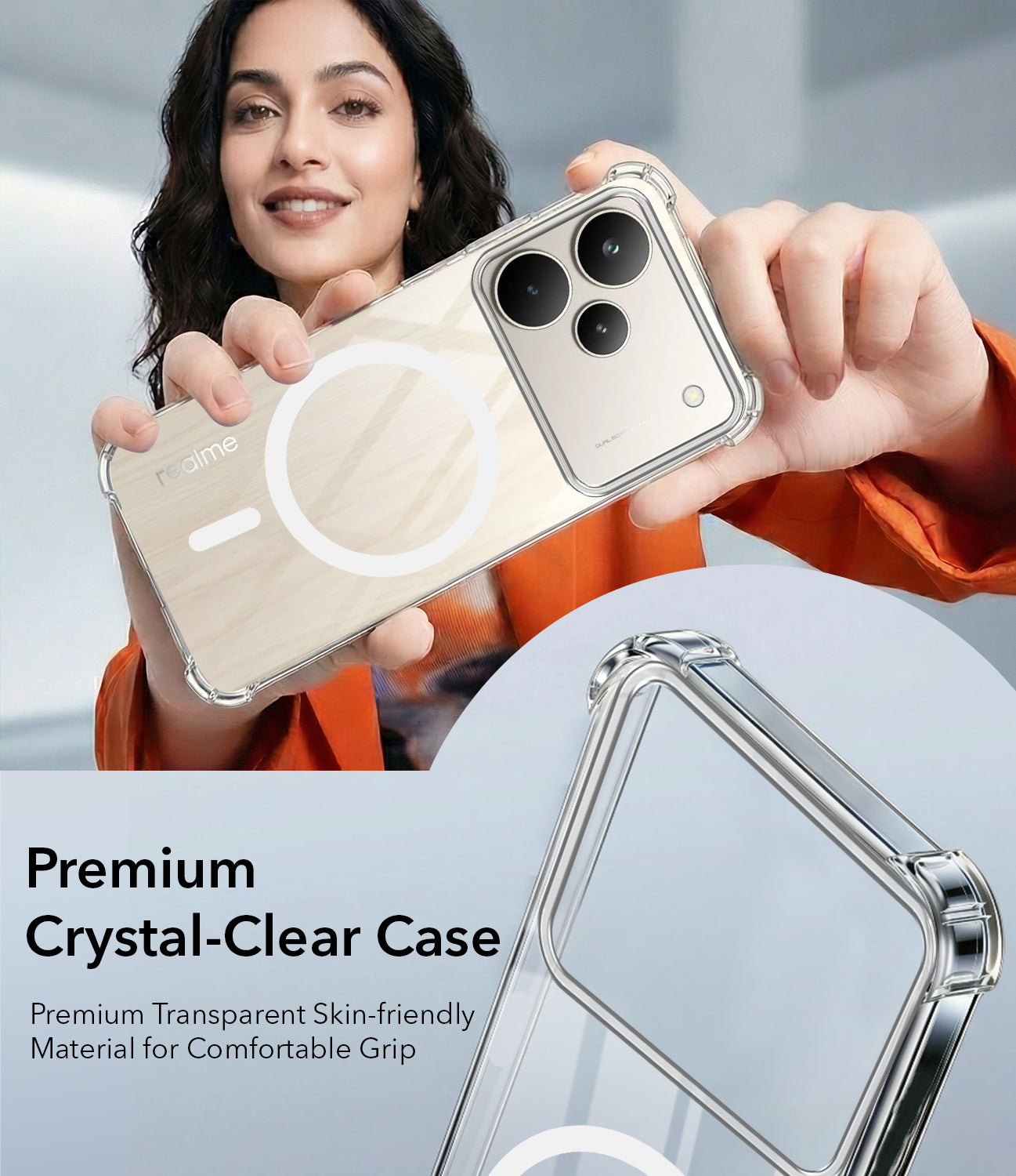 For Realme P4 Back Cover Shockproof Crystal-Clear (Magsafe Wireless Support | Drop & Camera Protection | Hard Polycarbonate)