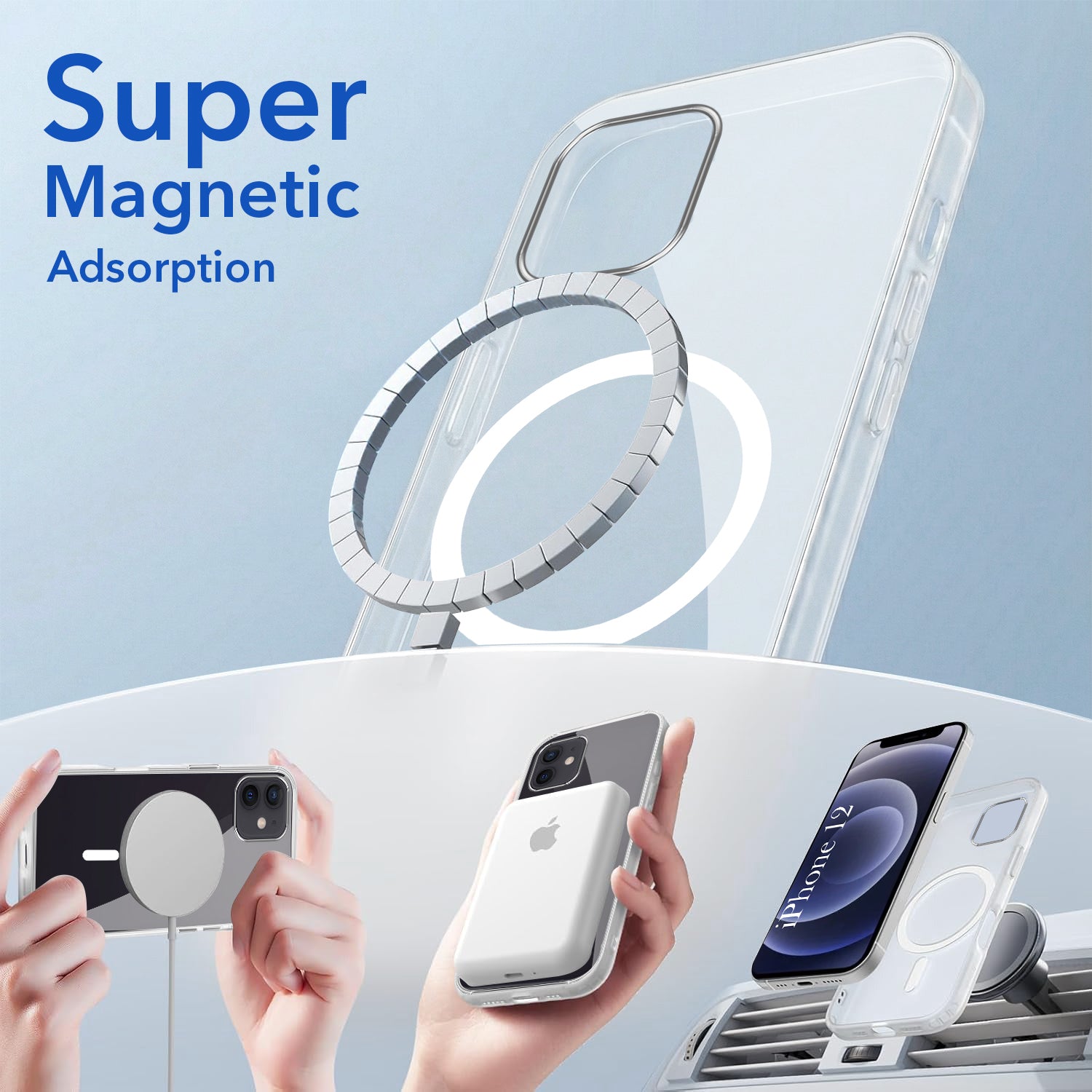 For Apple iPhone 12 Back Case Cover Lifetime Anti-Yellow MagSafe Compatible Clear (Sleek Hard Crystal | Camera Protection and Shockproof)