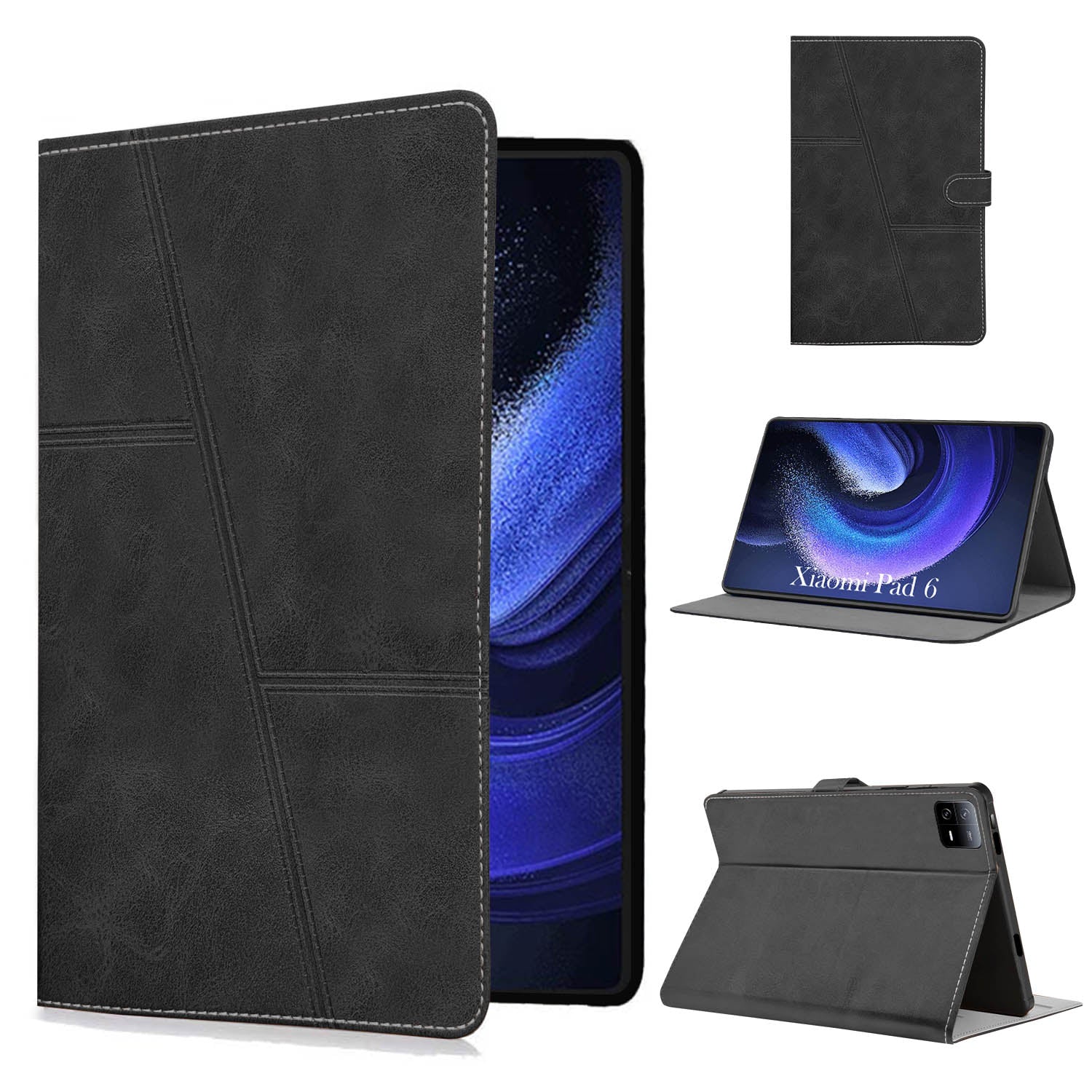 For Xiaomi Pad 6 11 Inch 23043RP34C/23043RP34G/23043RP34I Flip Cover Folio Case(PU Leather | Multi-Angle Smart Stand | Card Storage Slots | Silicone Back Pouch)