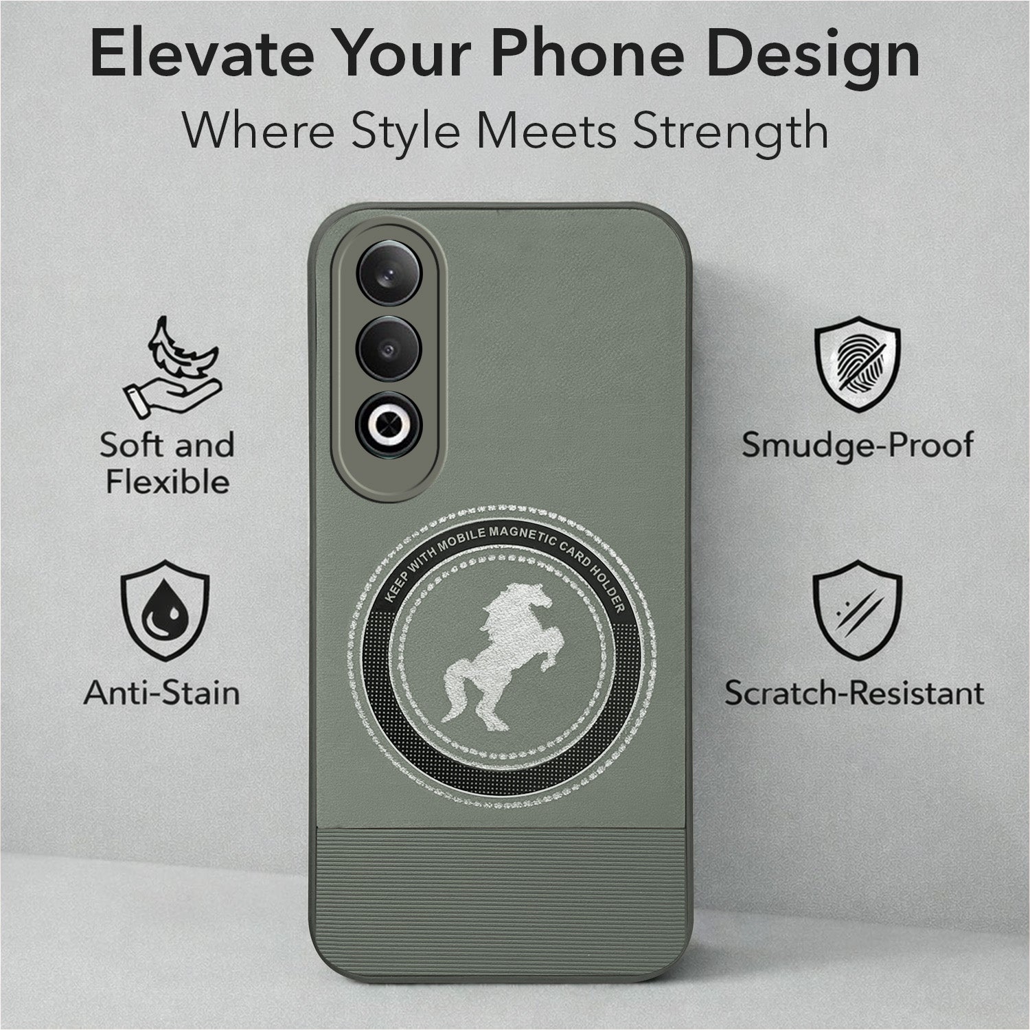 For OnePlus Nord CE 4 Back Cover Case PU Leather Finish (Professional Minimalist Texture | MagSafe Compatile | Camera Protection | Sleek Sober Formal)
