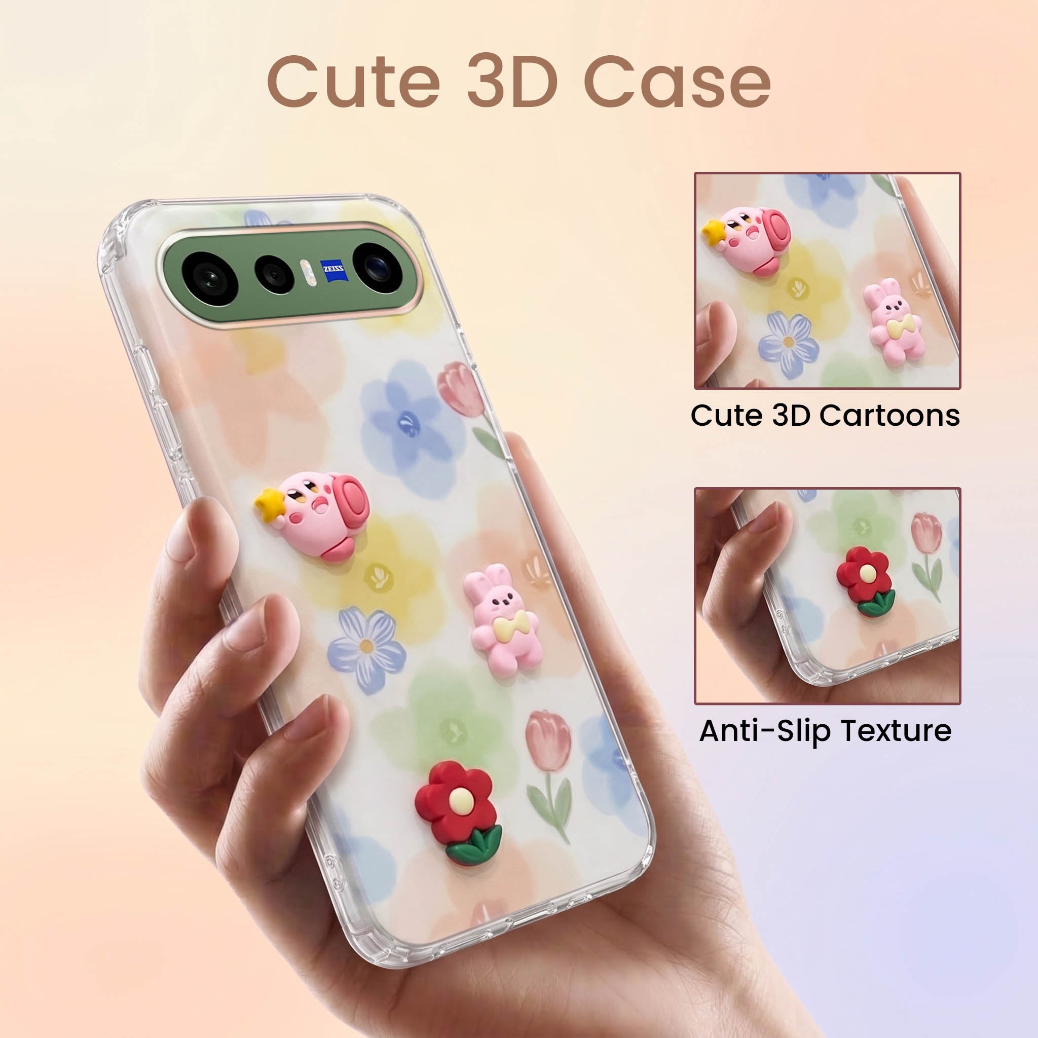 For Vivo X300 FE Back Cover Case (3D Cute Cartoons | Hard Back Side Soft | Matte Premium Finish | HD Printing)